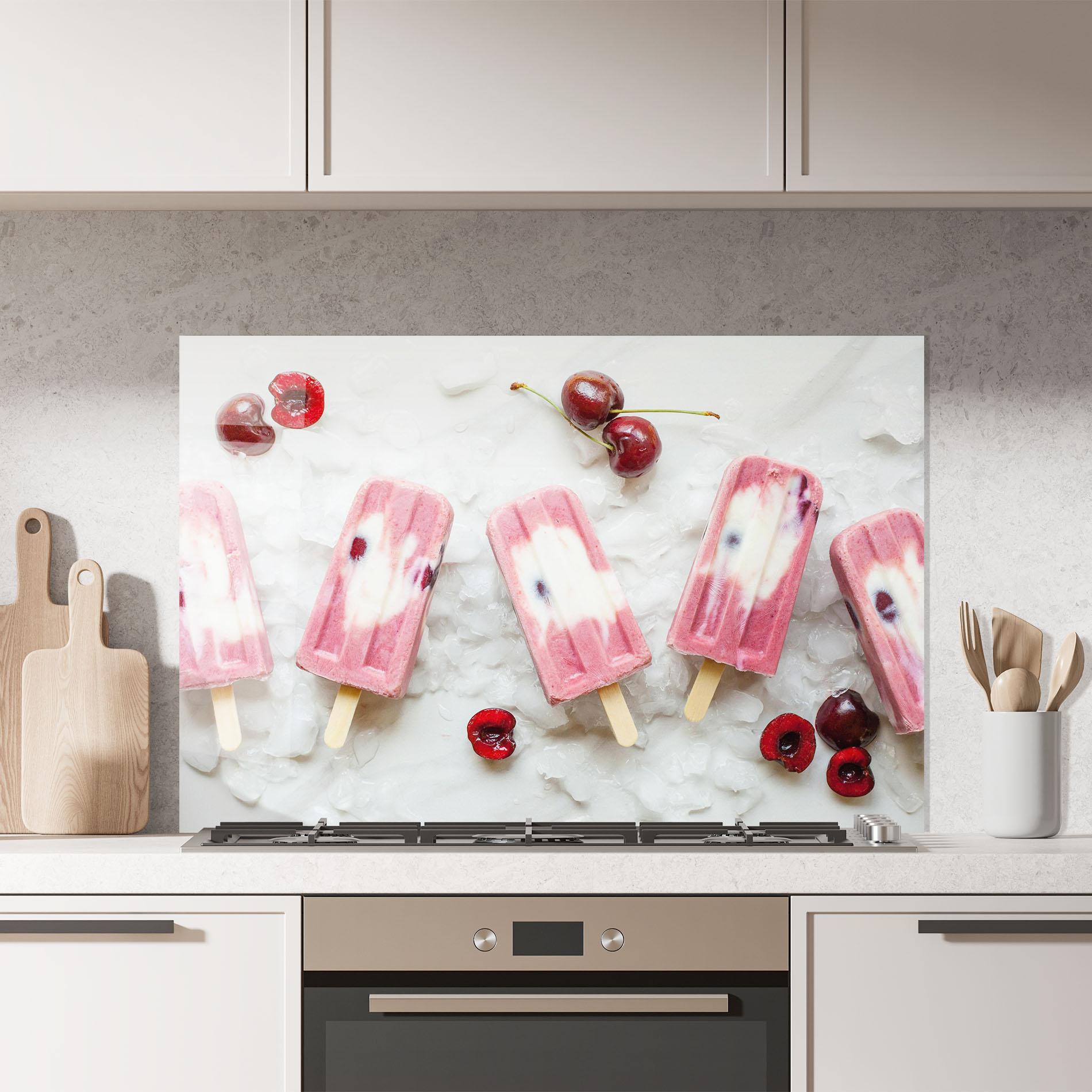 Стъклен панел за кухня Cherry Ice Cream mockup 7
