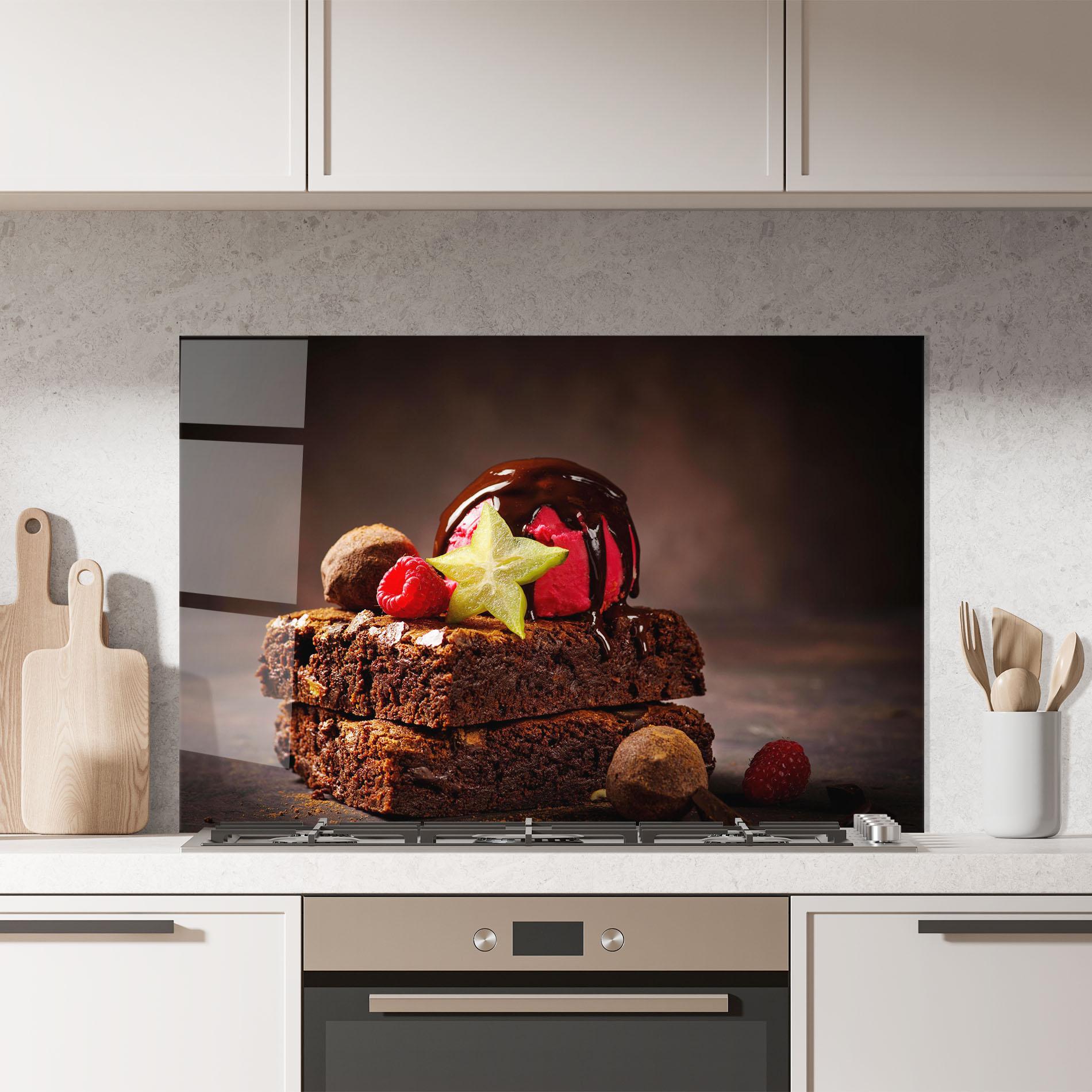Стъклен панел за кухня Chocolate Brownie mockup 7