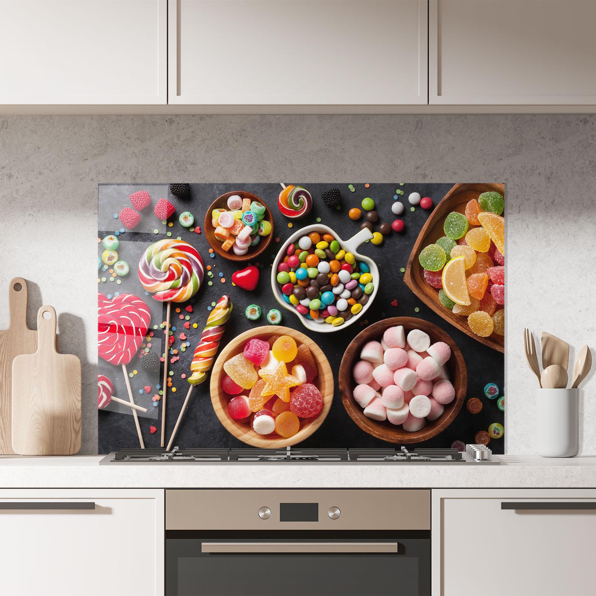 Стъклен панел за кухня Colorful Candies mockup 7