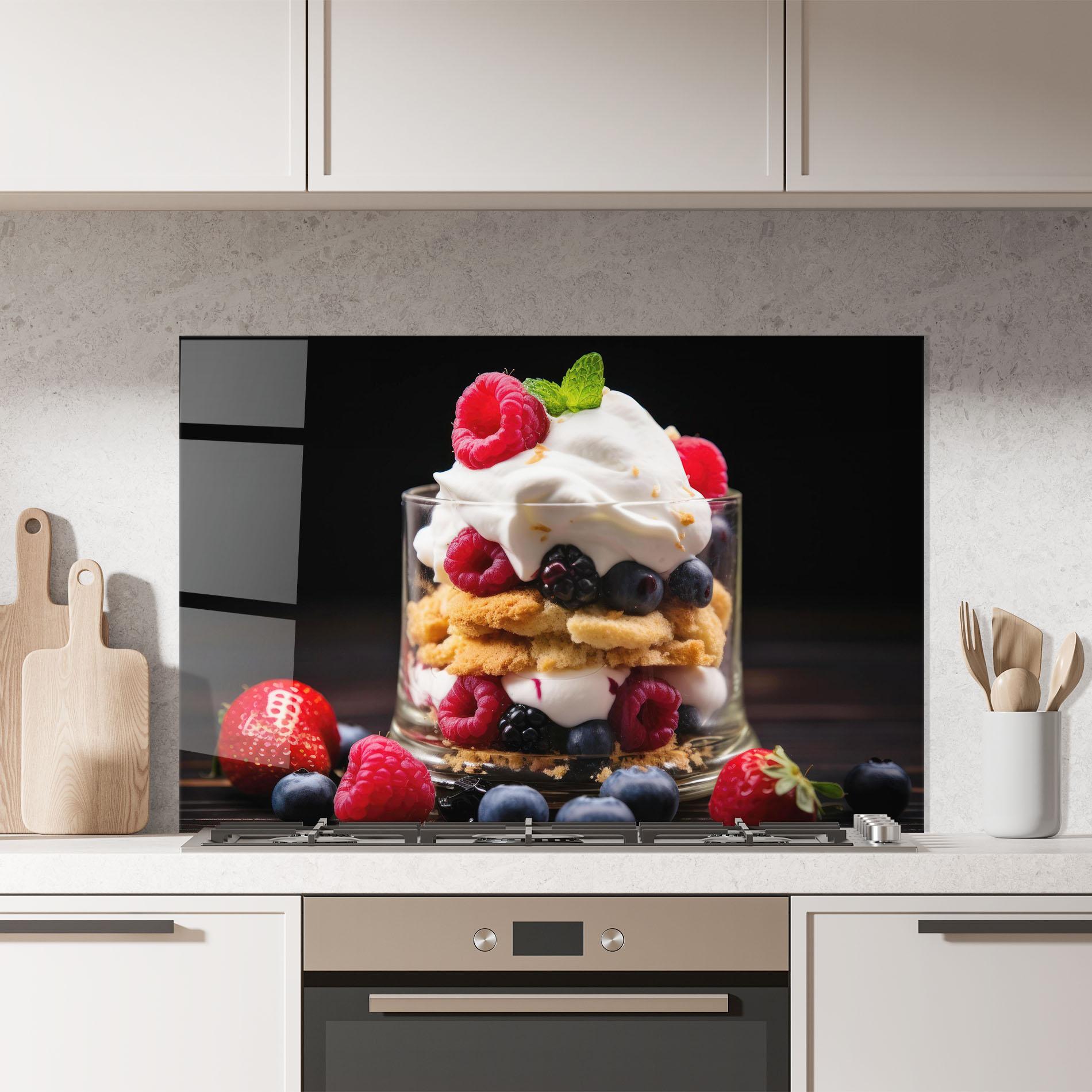 Стъклен панел за кухня Cup Fruit Dessert mockup 7