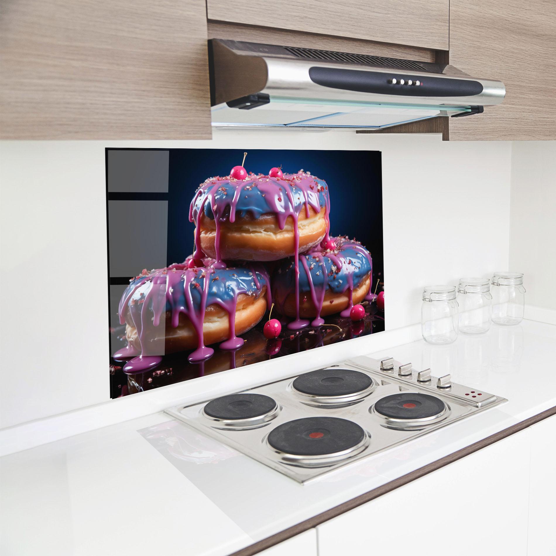 Стъклен панел за кухня Blue Pink Donuts mockup 8