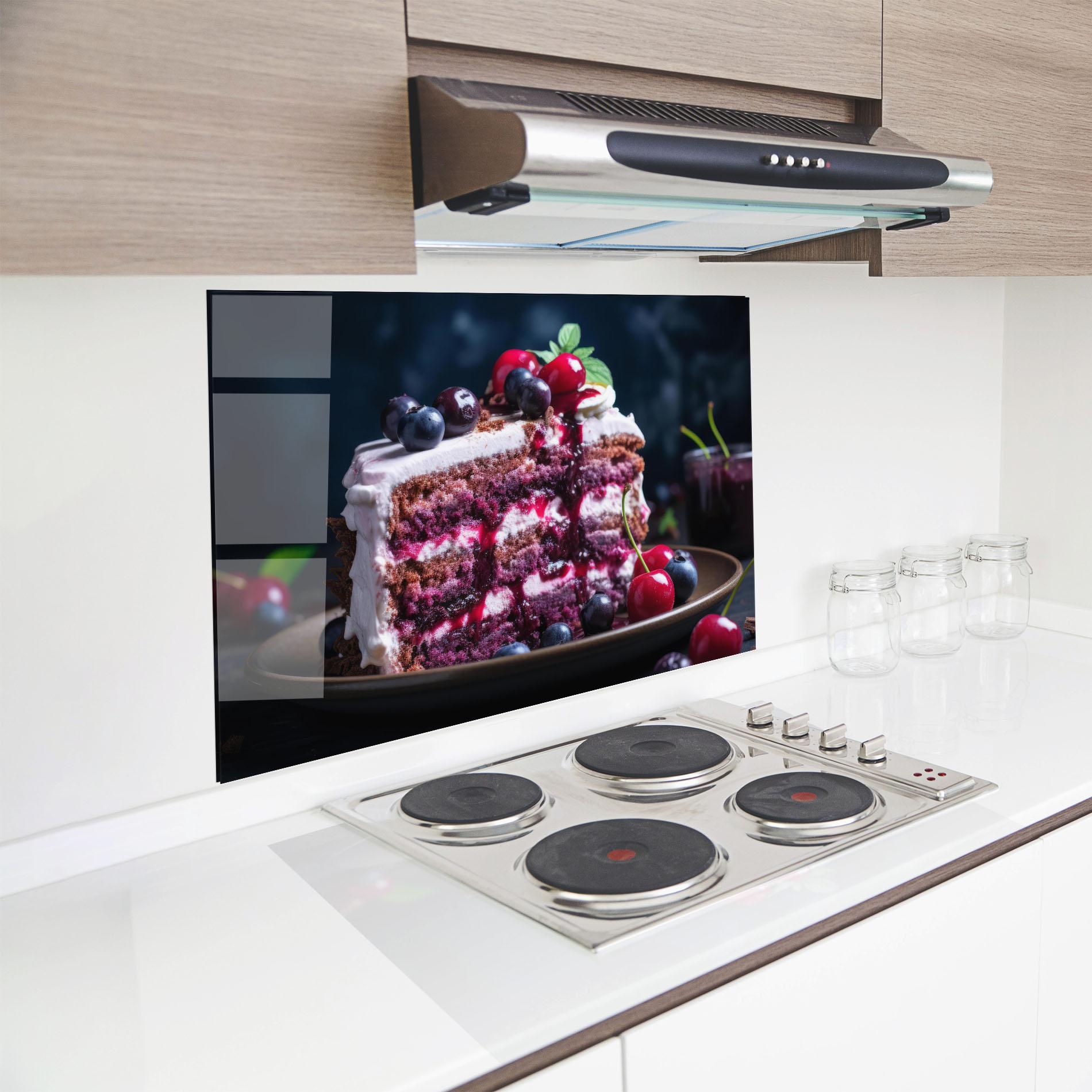 Стъклен панел за кухня Cherries Cream mockup 8