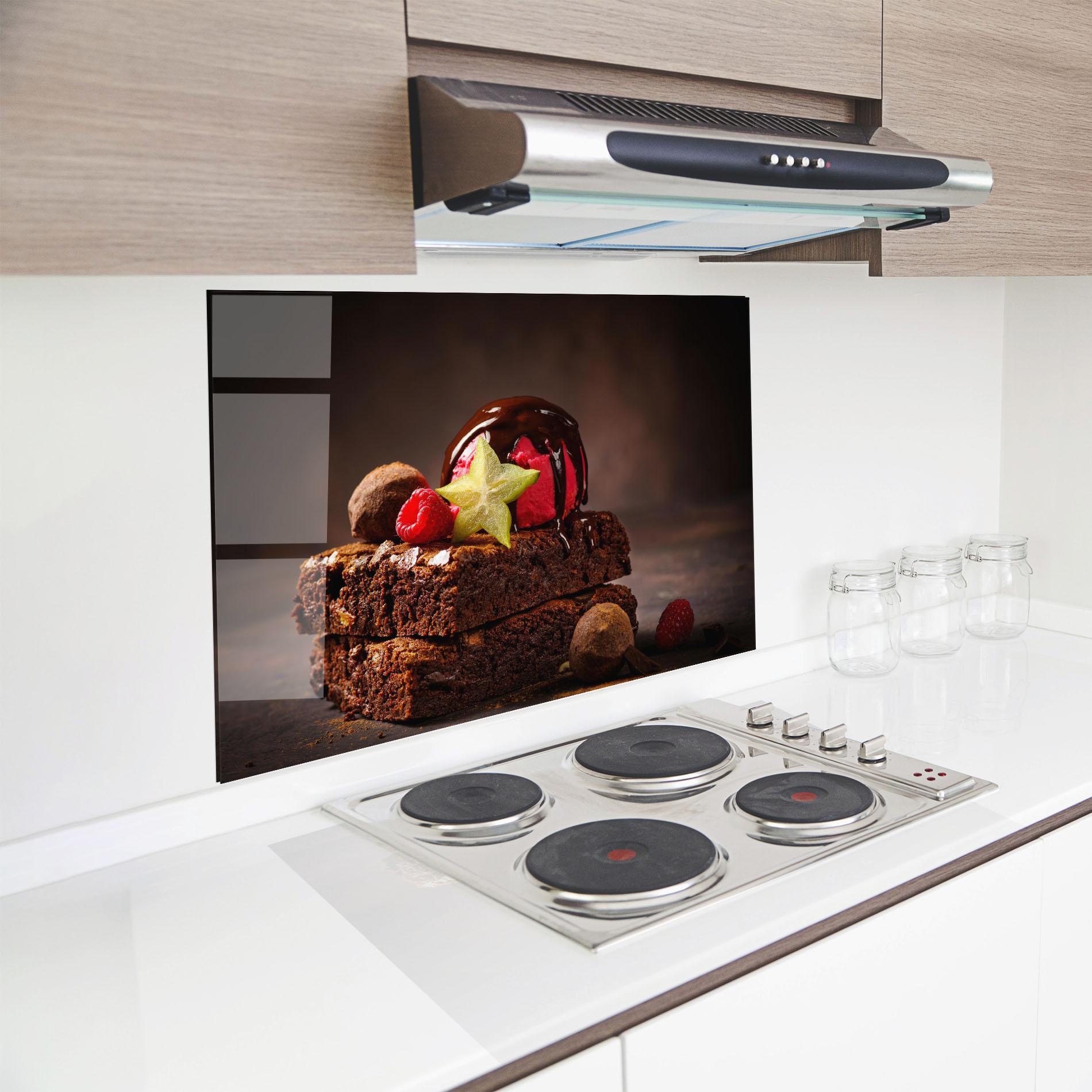 Стъклен панел за кухня Chocolate Brownie mockup 8