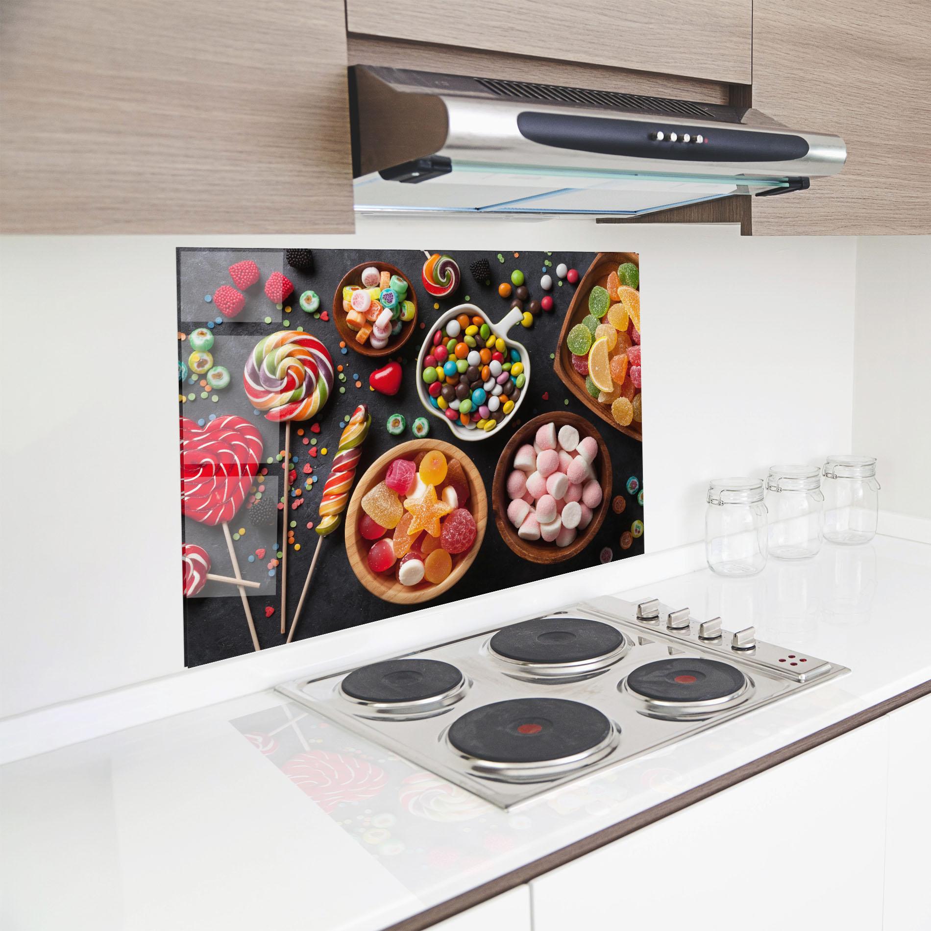 Стъклен панел за кухня Colorful Candies mockup 8