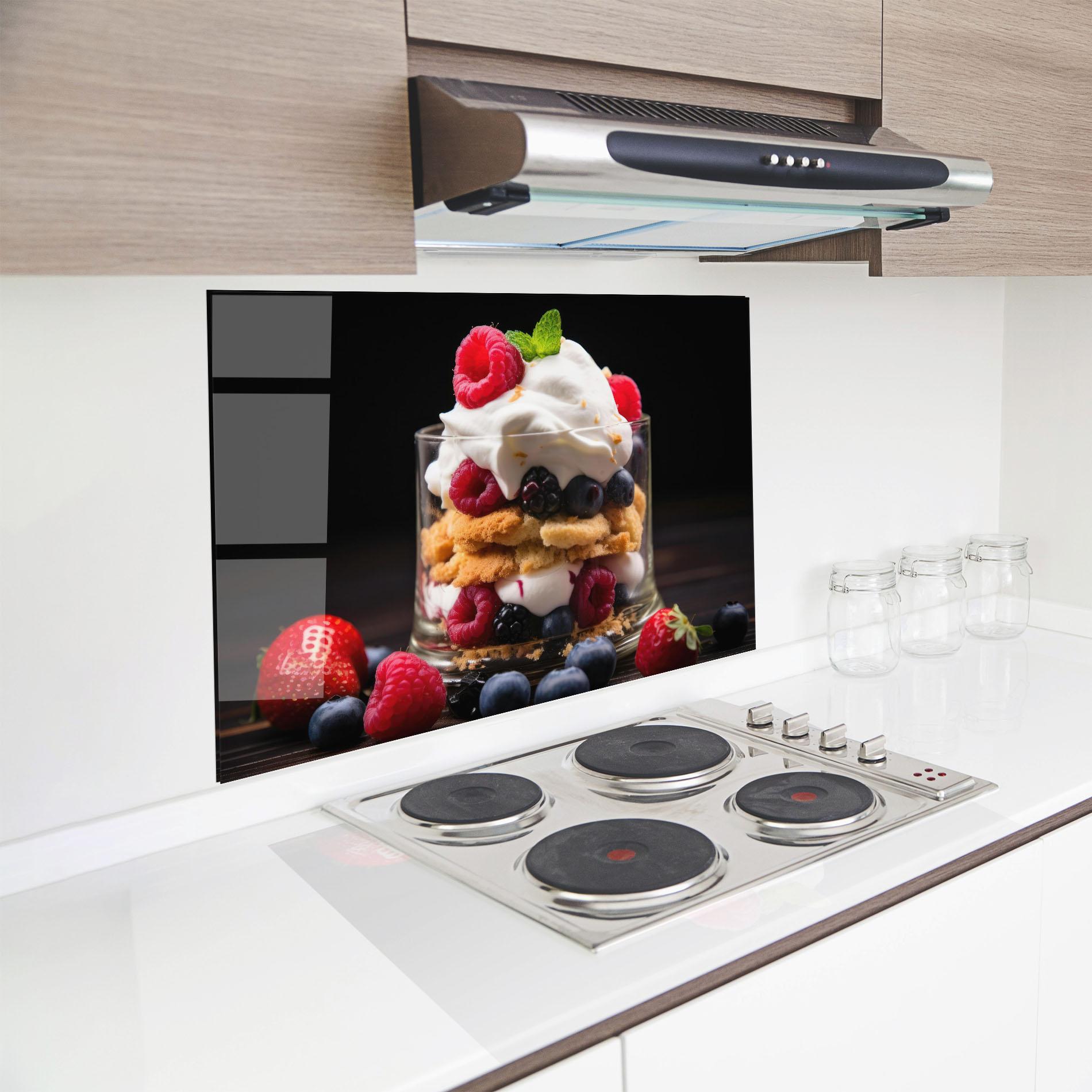 Стъклен панел за кухня Cup Fruit Dessert mockup 8