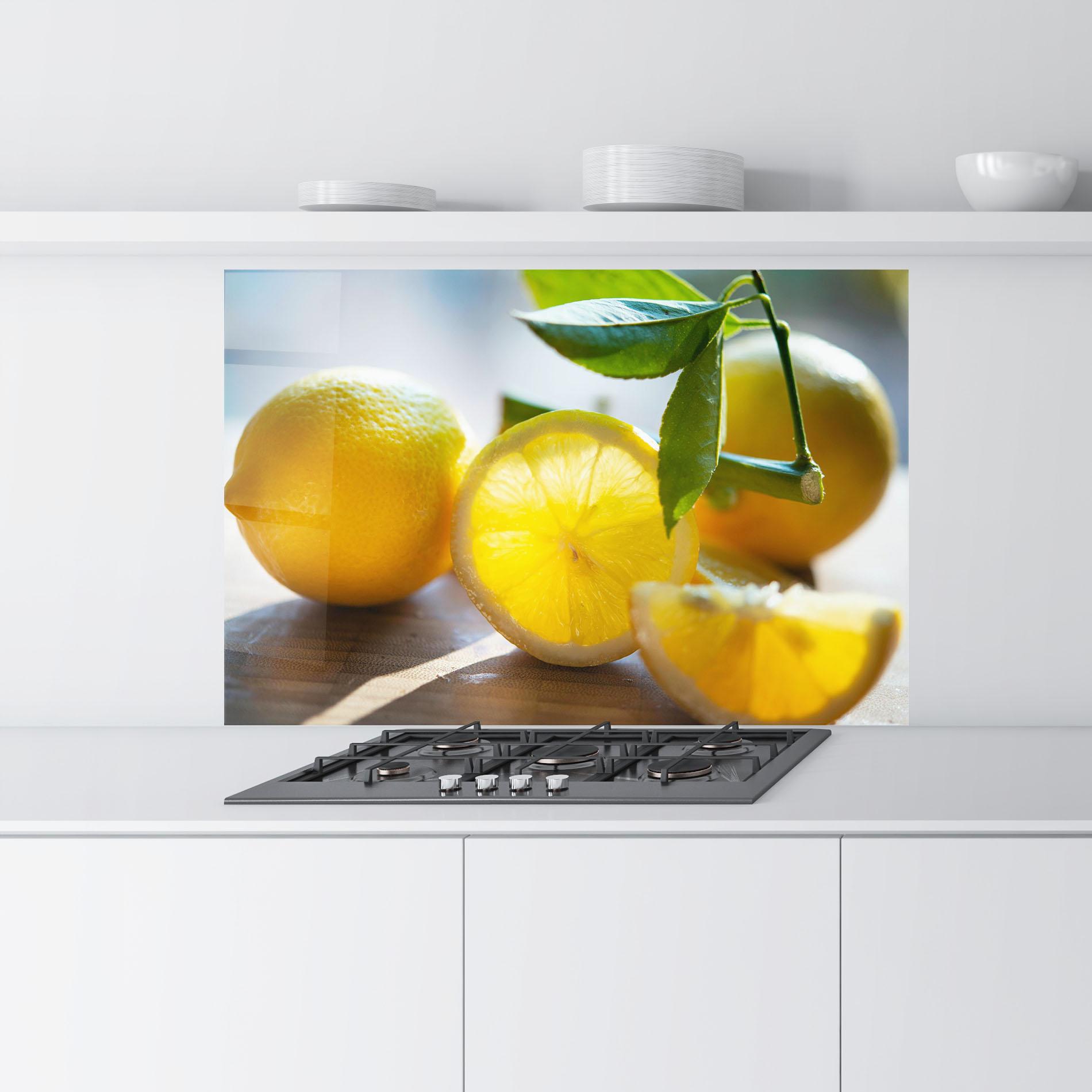 Стъклен панел за кухня Lemon In The Sun mockup 9