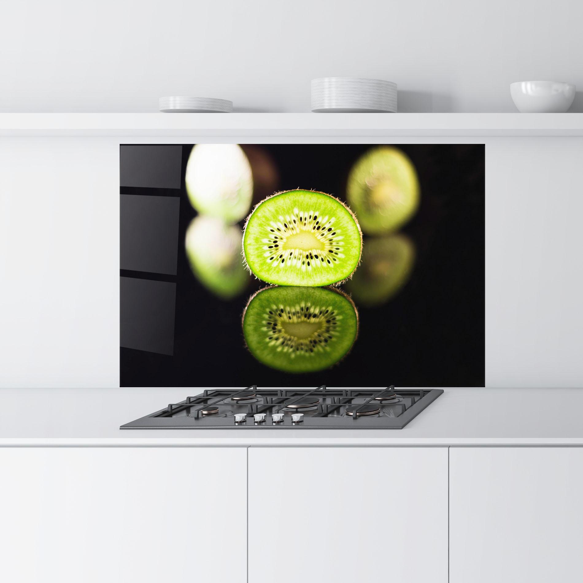 Стъклен панел за кухня Light On Kiwi Slice mockup 9