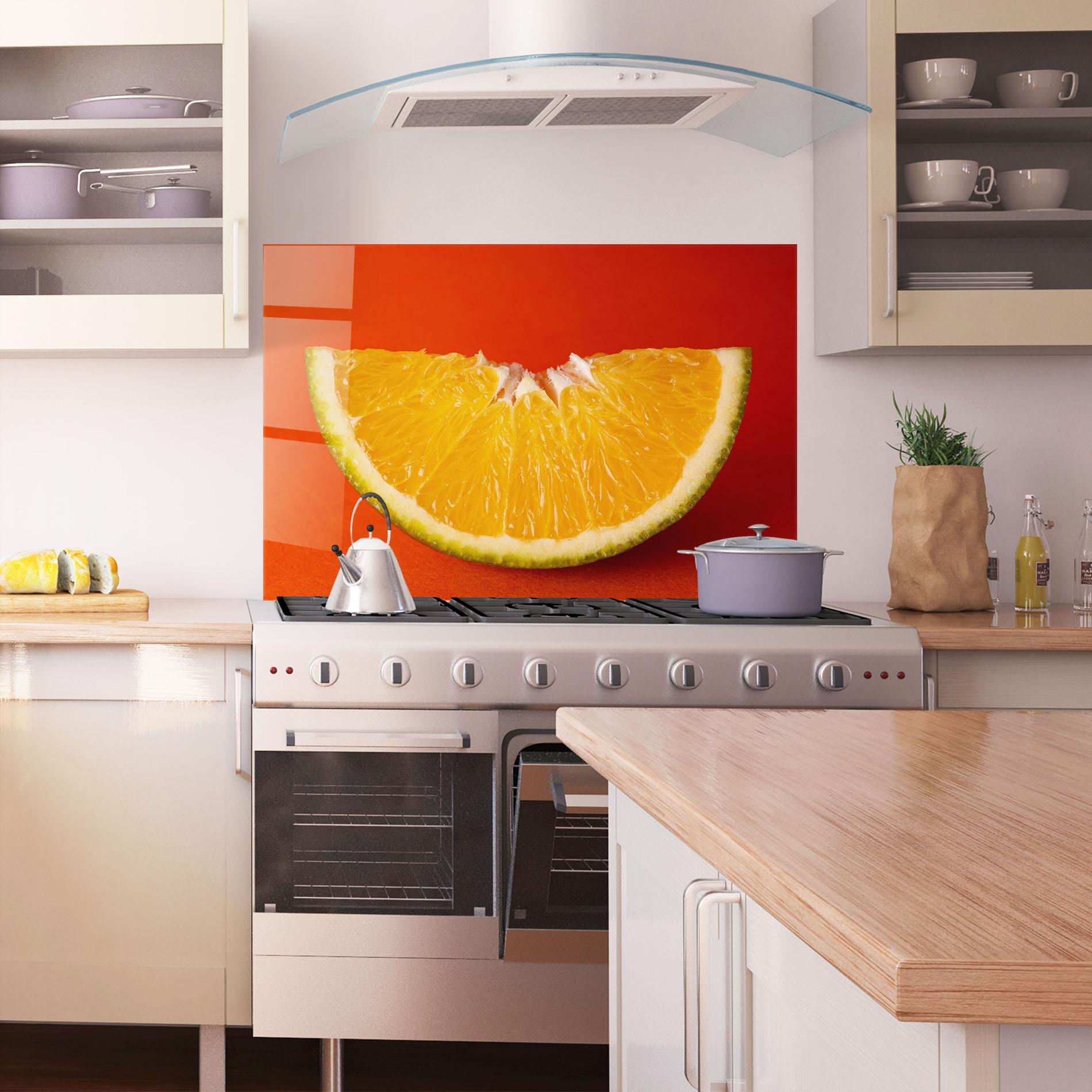 Стъклен панел за кухня Green Orange mockup 1