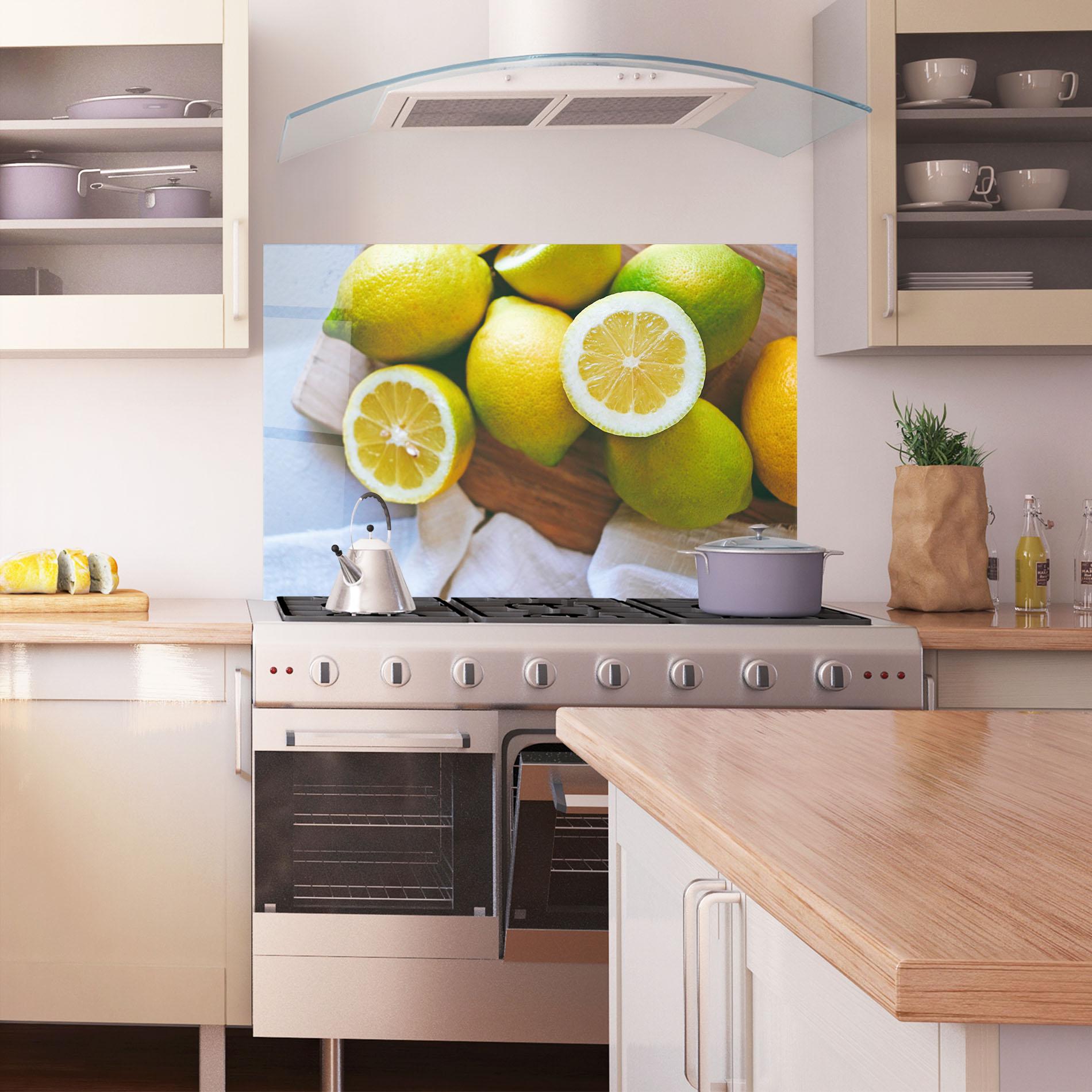 Стъклен панел за кухня Lemons On Table mockup 1