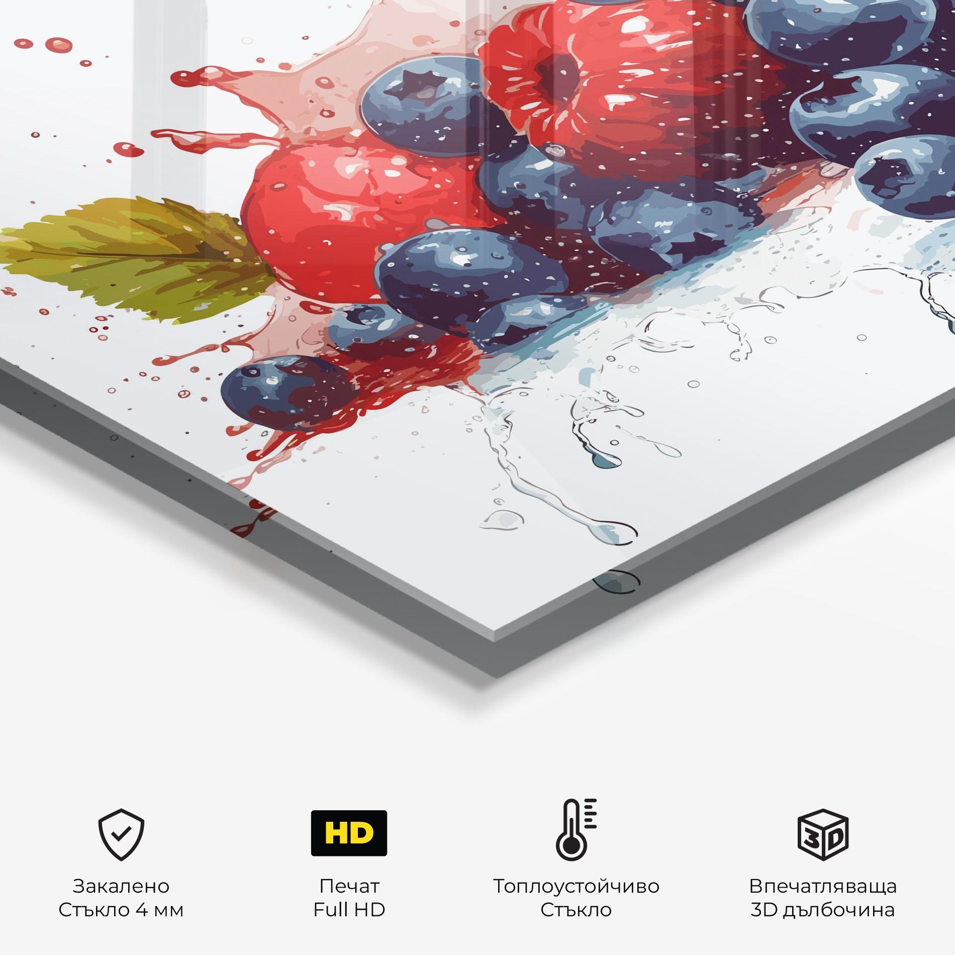 Стъклен панел за кухня Berries Art mockup 2
