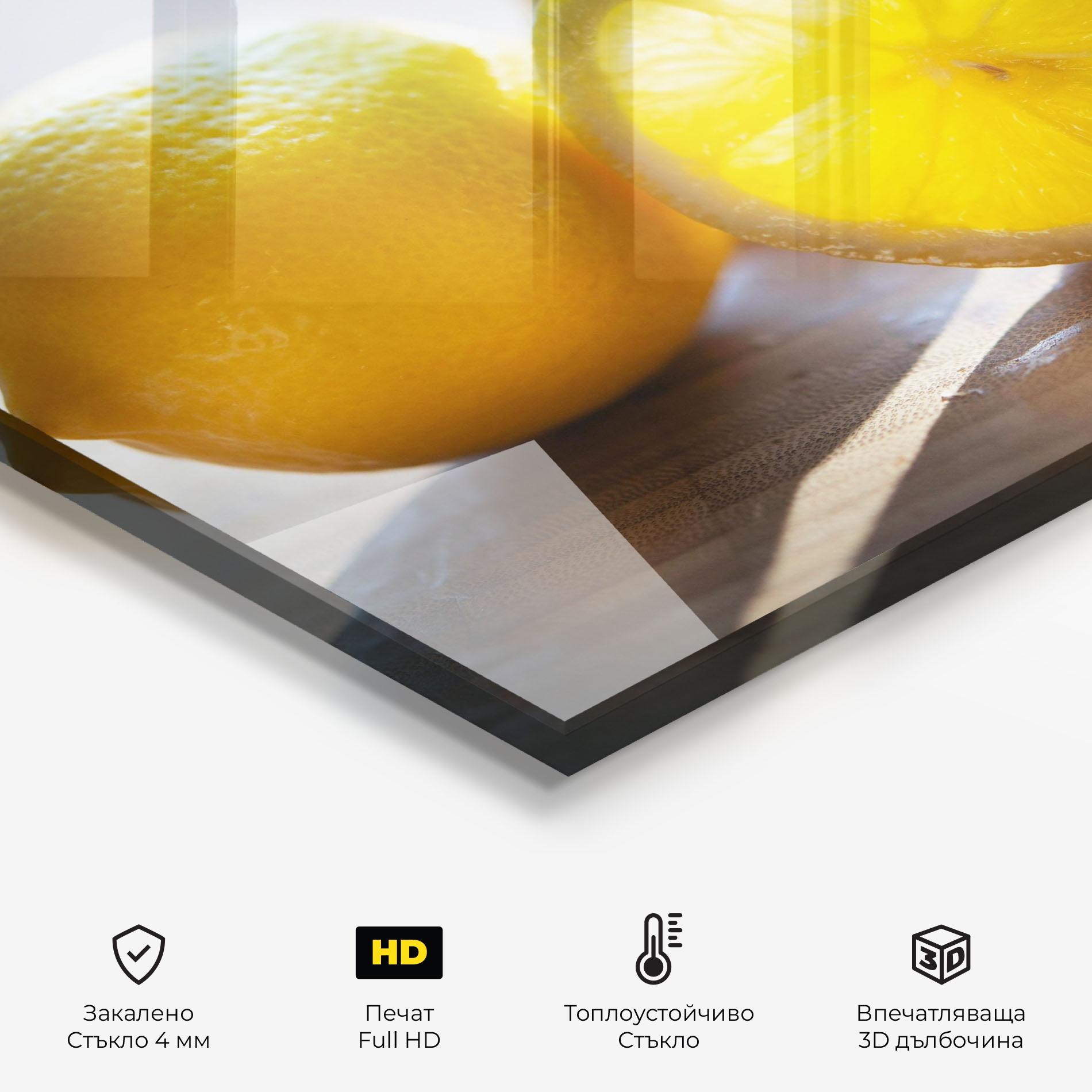 Стъклен панел за кухня Lemon In The Sun mockup 2
