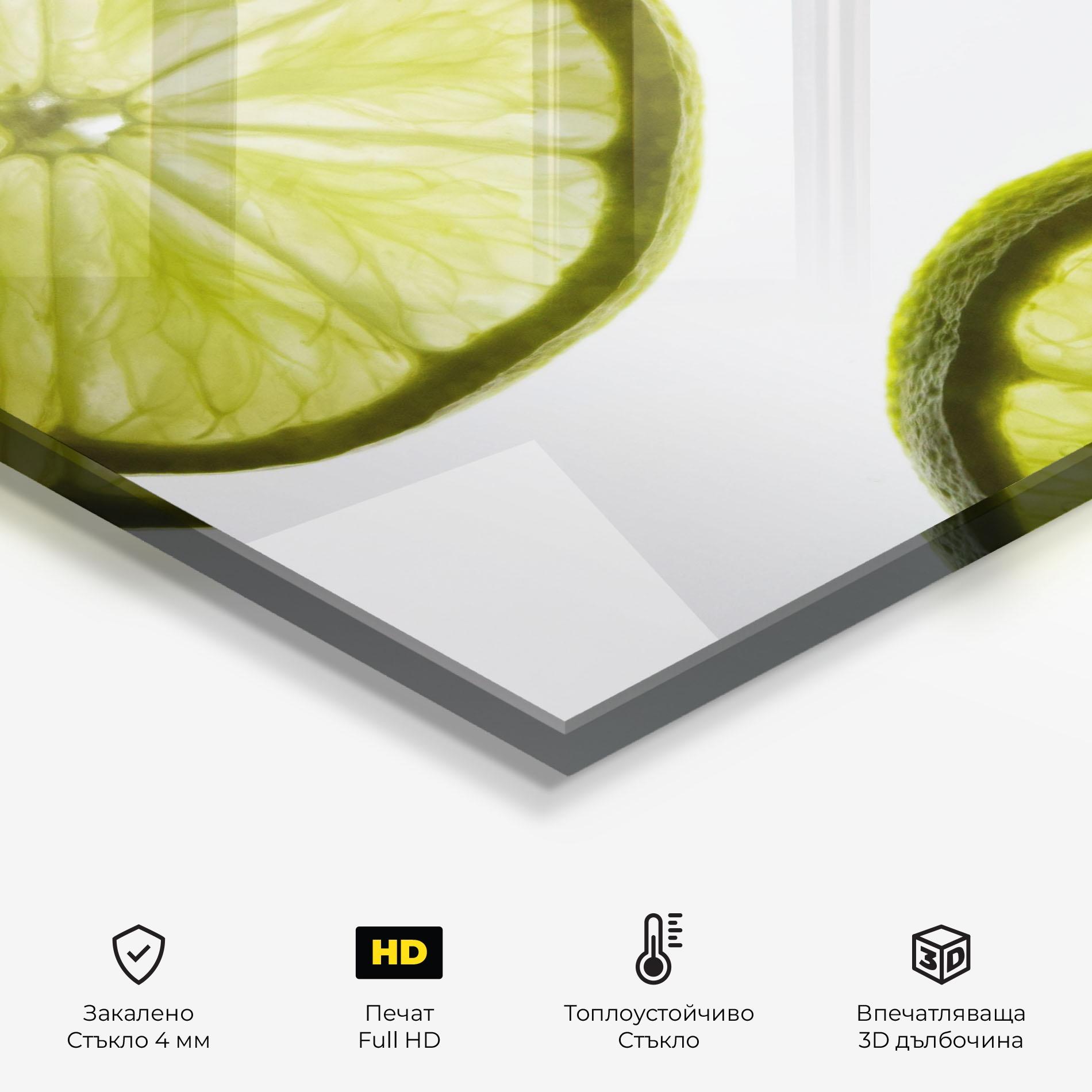 Стъклен панел за кухня Lime Slice mockup 2