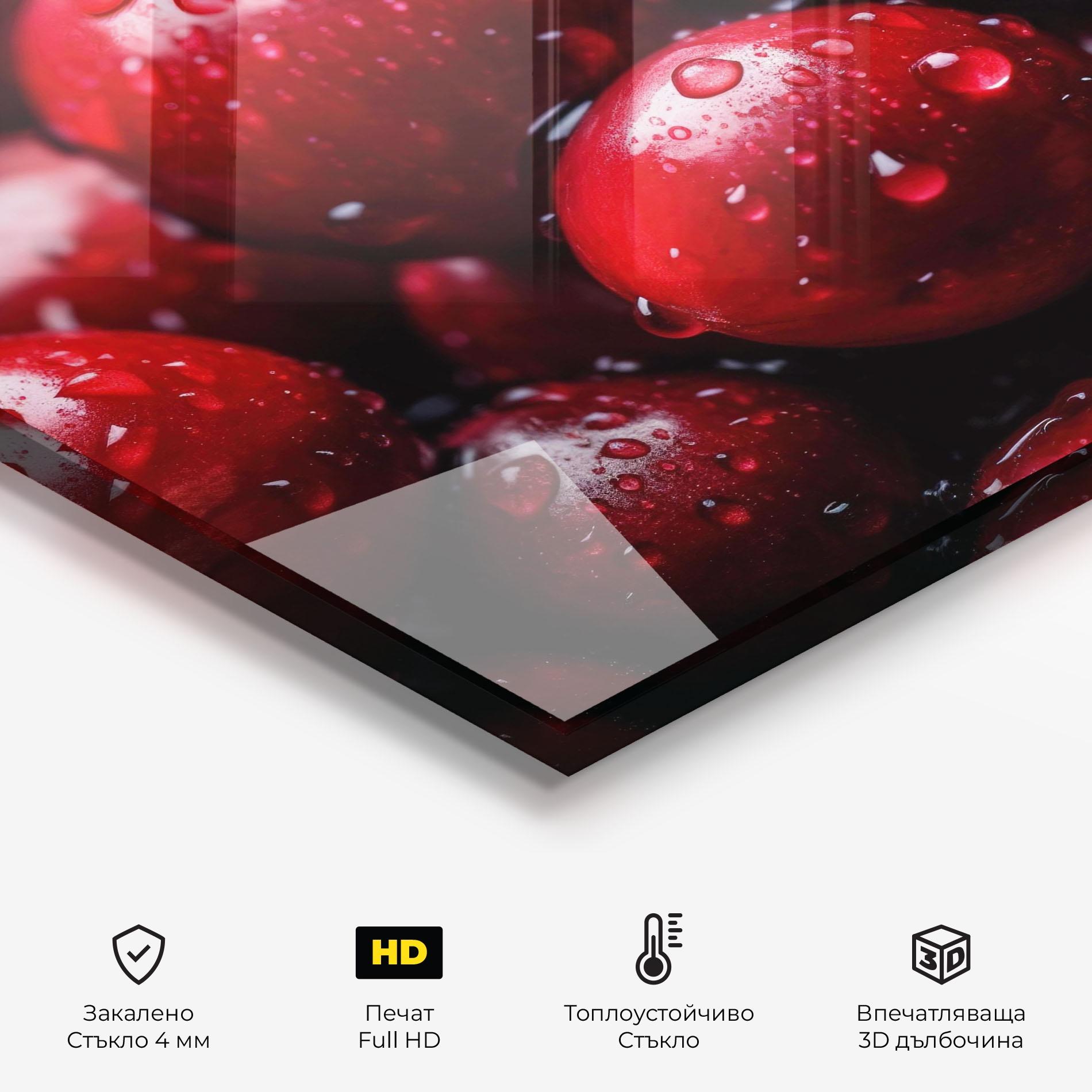 Стъклен панел за кухня Wet Cranberries mockup 2
