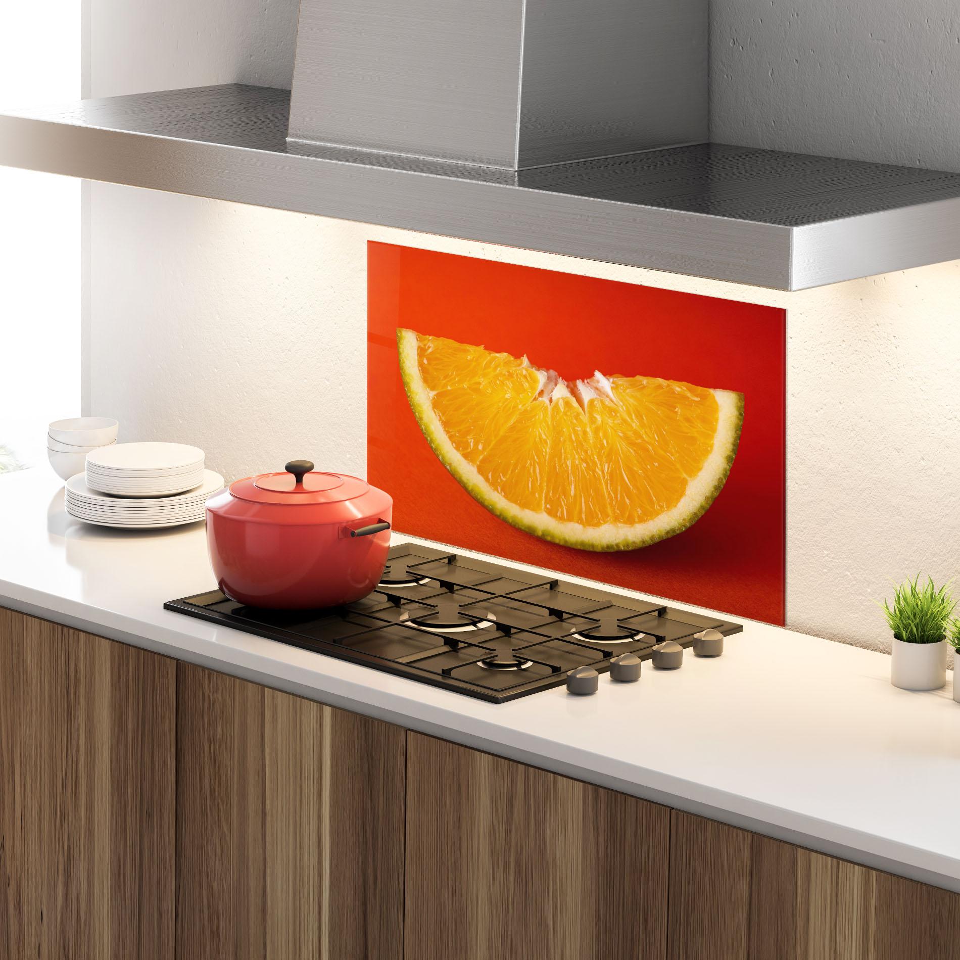 Стъклен панел за кухня Green Orange mockup 4