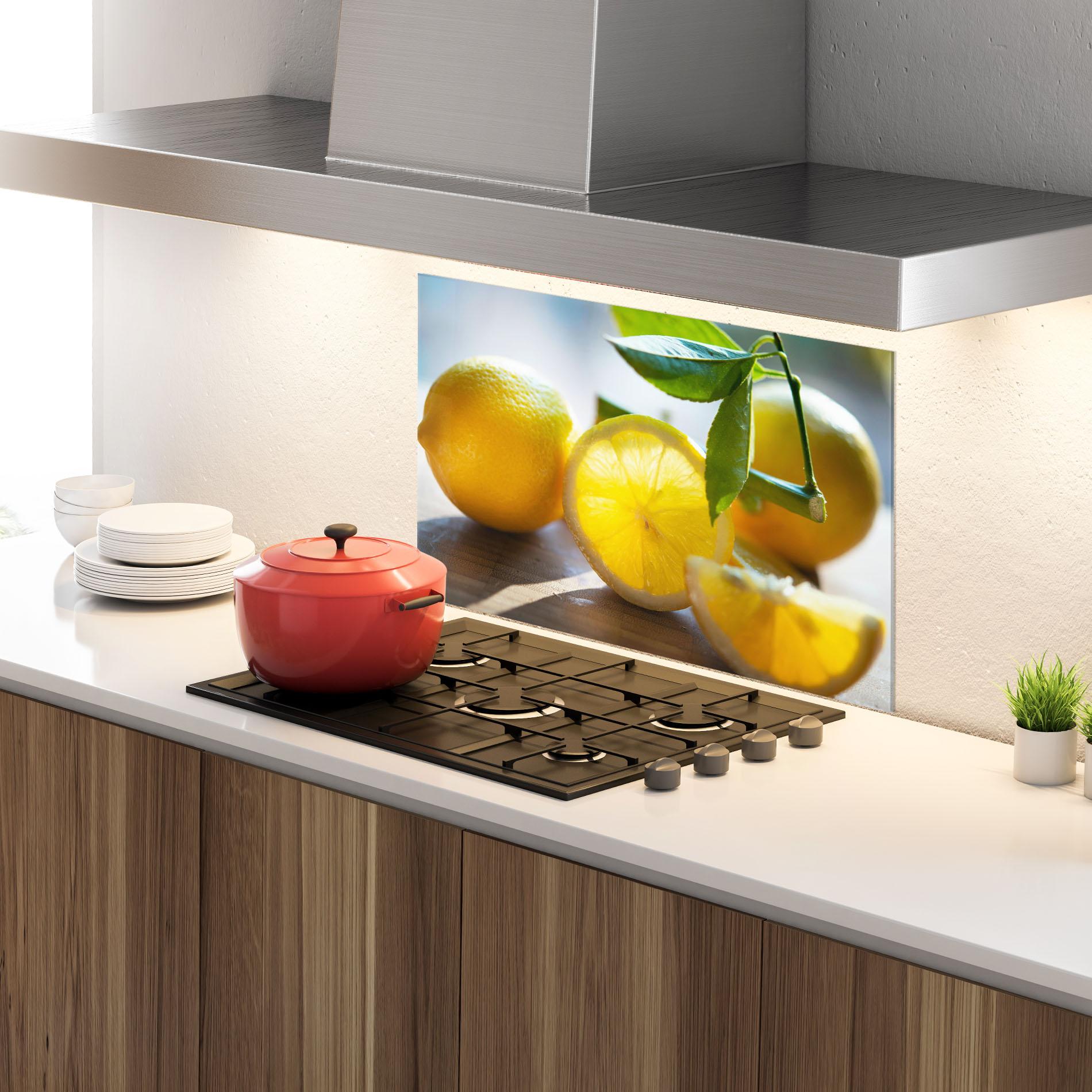 Стъклен панел за кухня Lemon In The Sun mockup 4