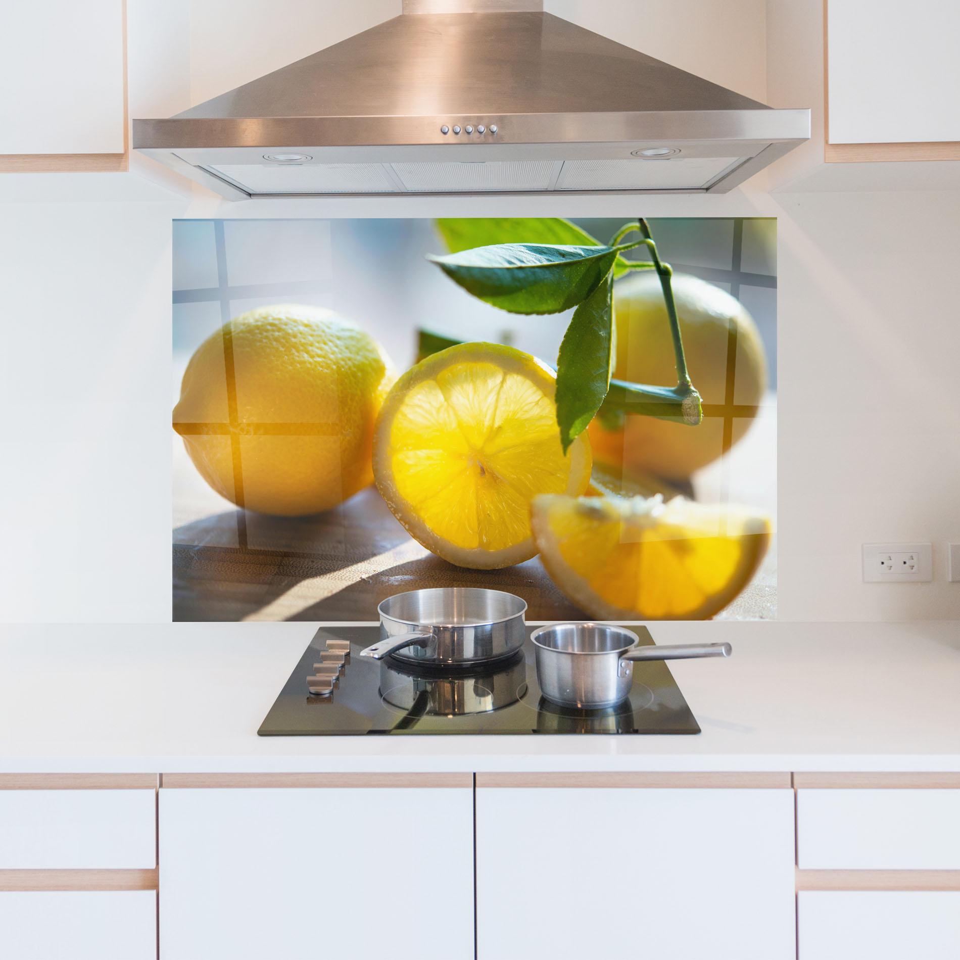 Стъклен панел за кухня Lemon In The Sun mockup 5