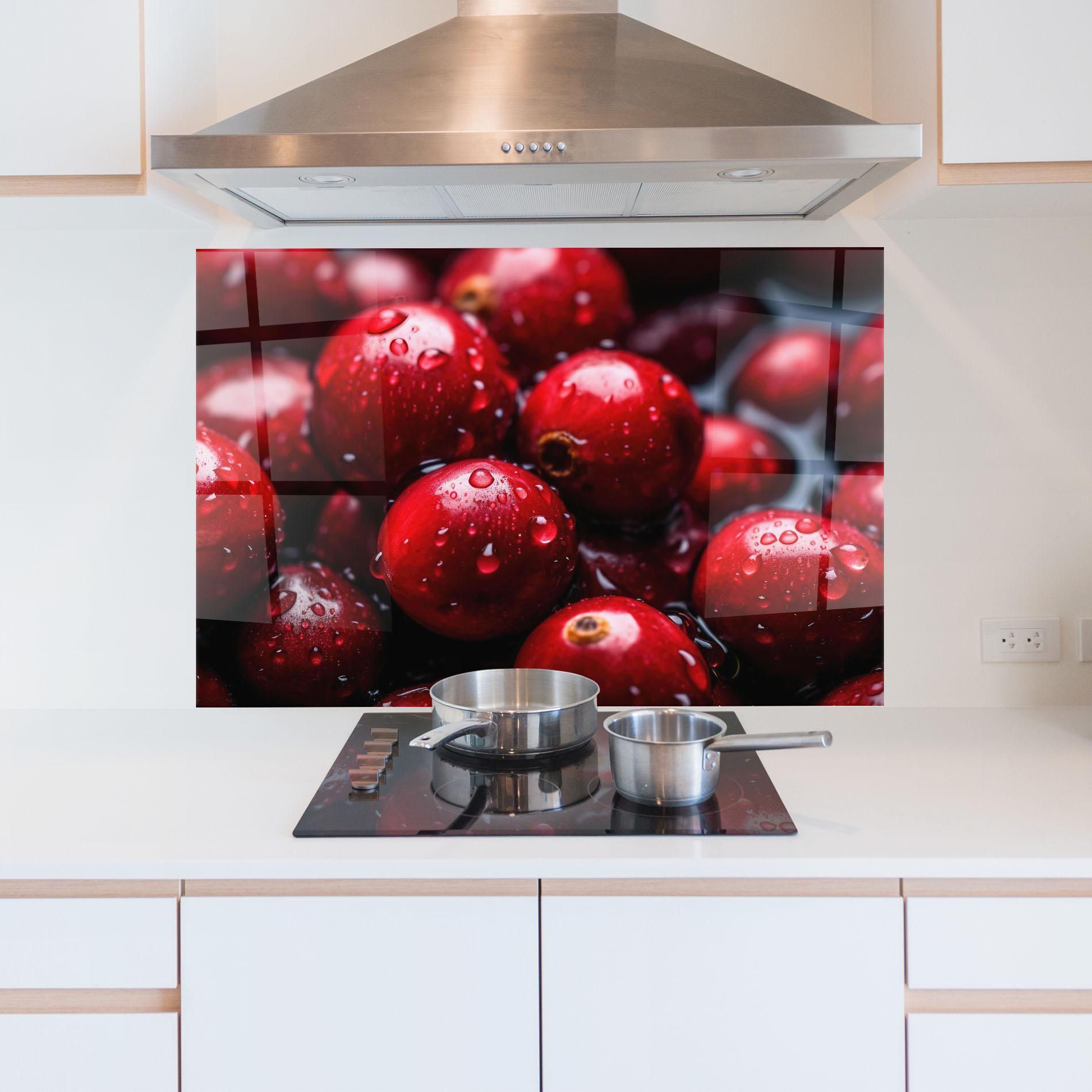 Стъклен панел за кухня Wet Cranberries mockup 5