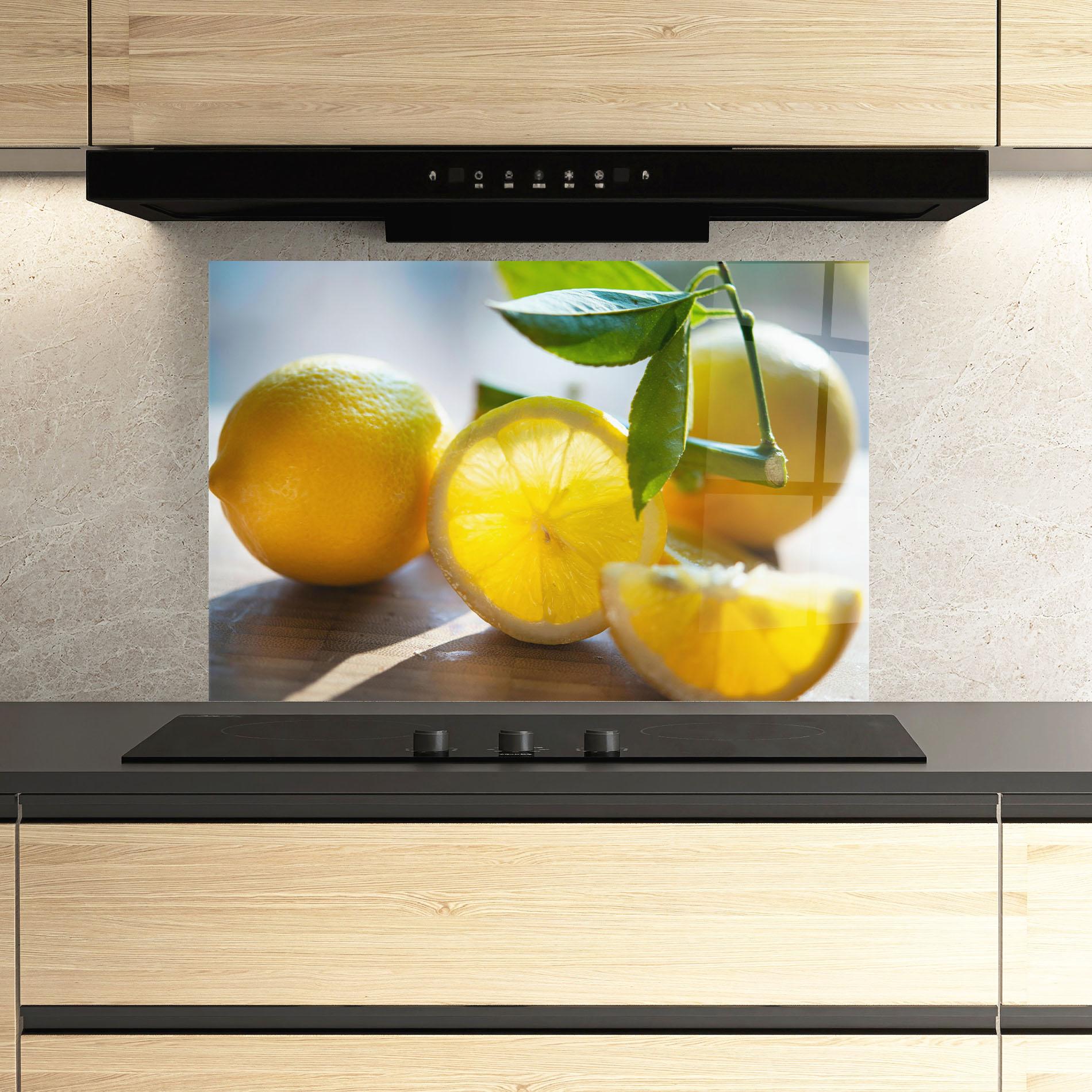 Стъклен панел за кухня Lemon In The Sun mockup 3