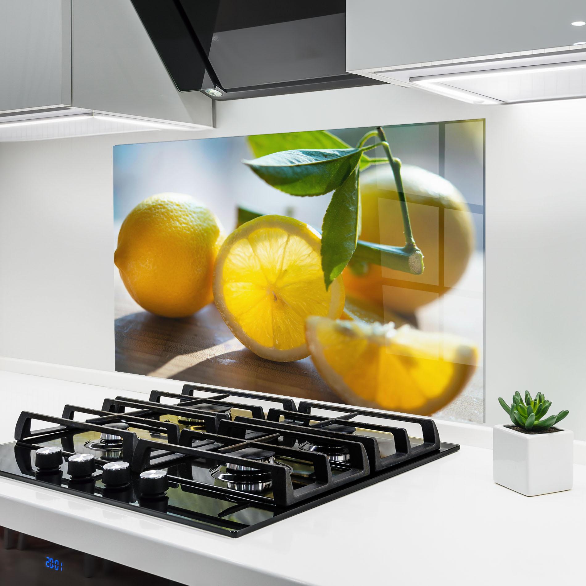 Стъклен панел за кухня Lemon In The Sun mockup 6