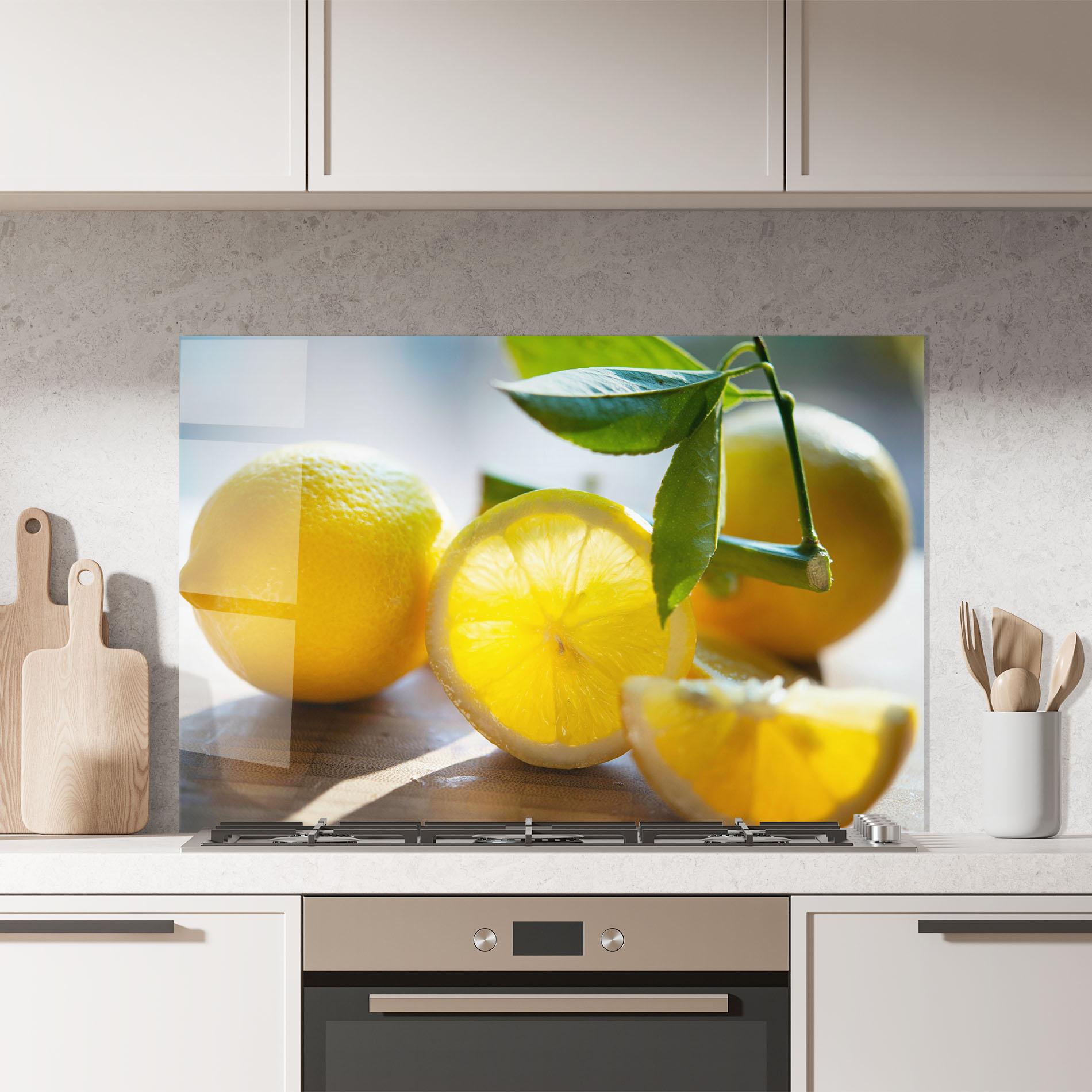 Стъклен панел за кухня Lemon In The Sun mockup 7