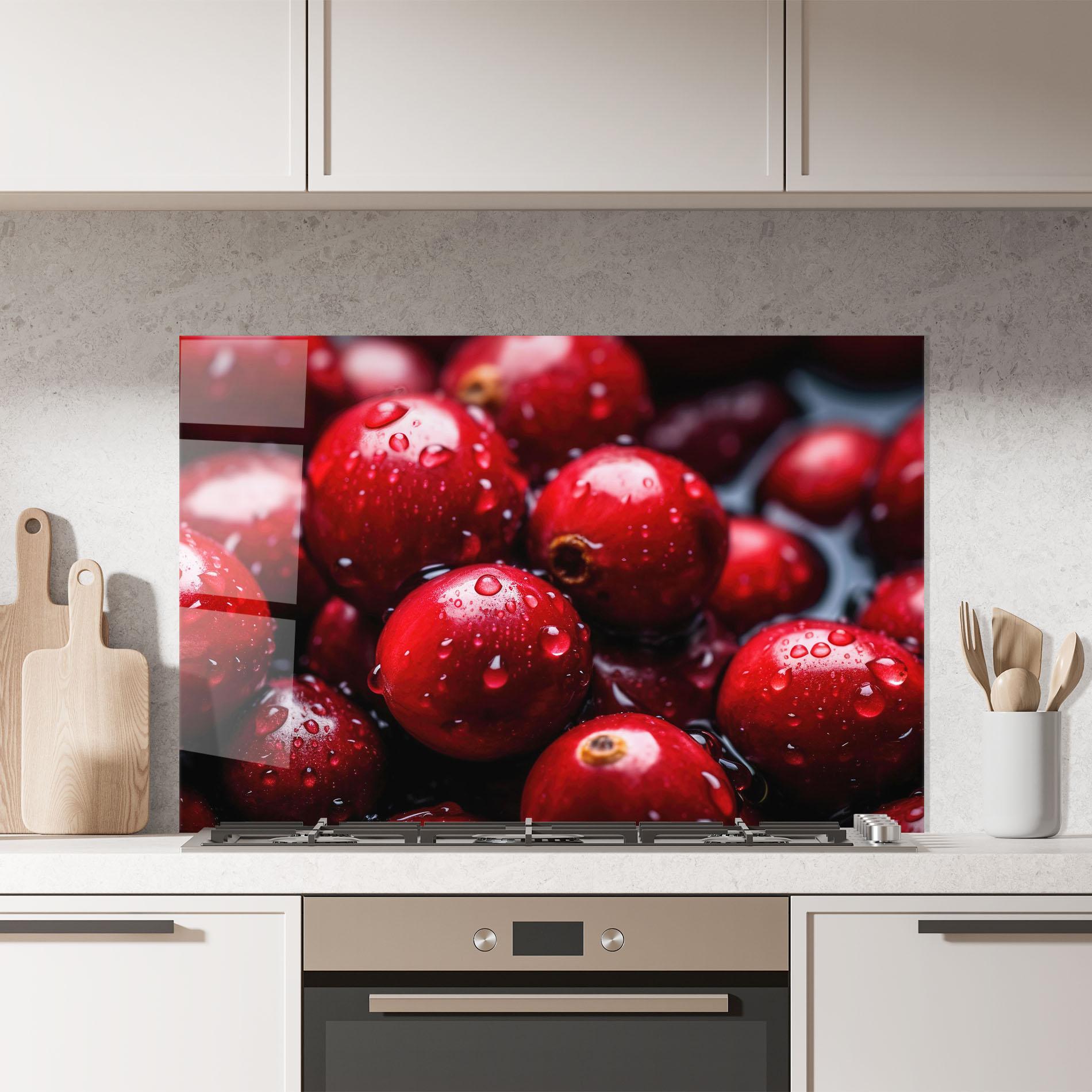 Стъклен панел за кухня Wet Cranberries mockup 7