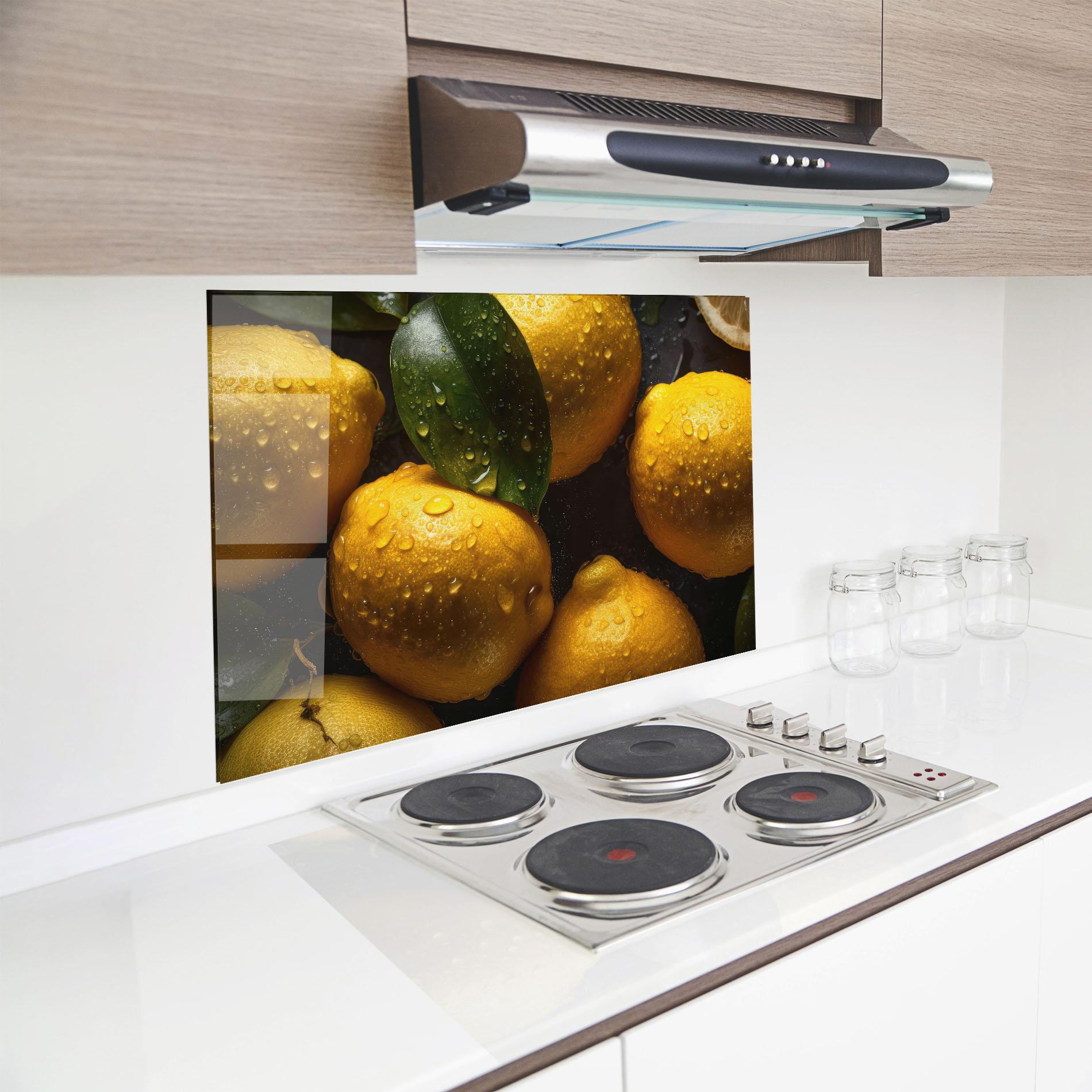 Стъклен панел за кухня Lemon After Rain mockup 8