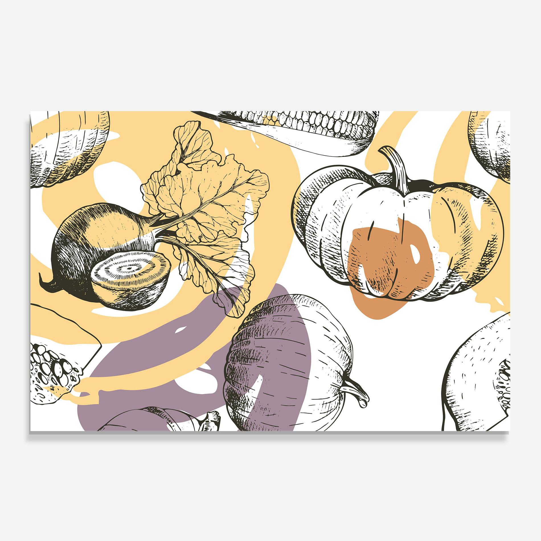 Стъклен панел за кухня Cream Vegetables Art mockup 0