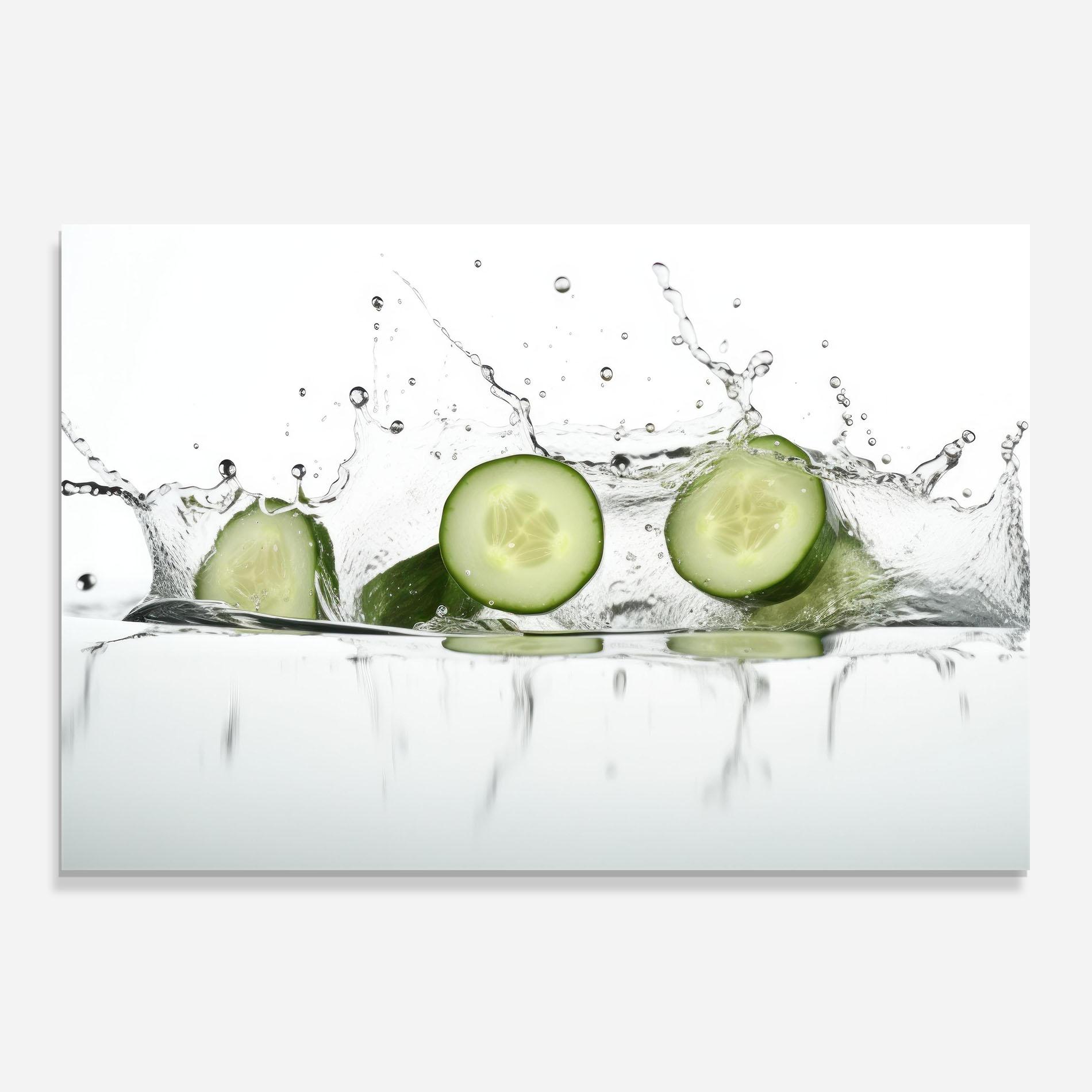 Стъклен панел за кухня Cucumber Cool Splash mockup 0
