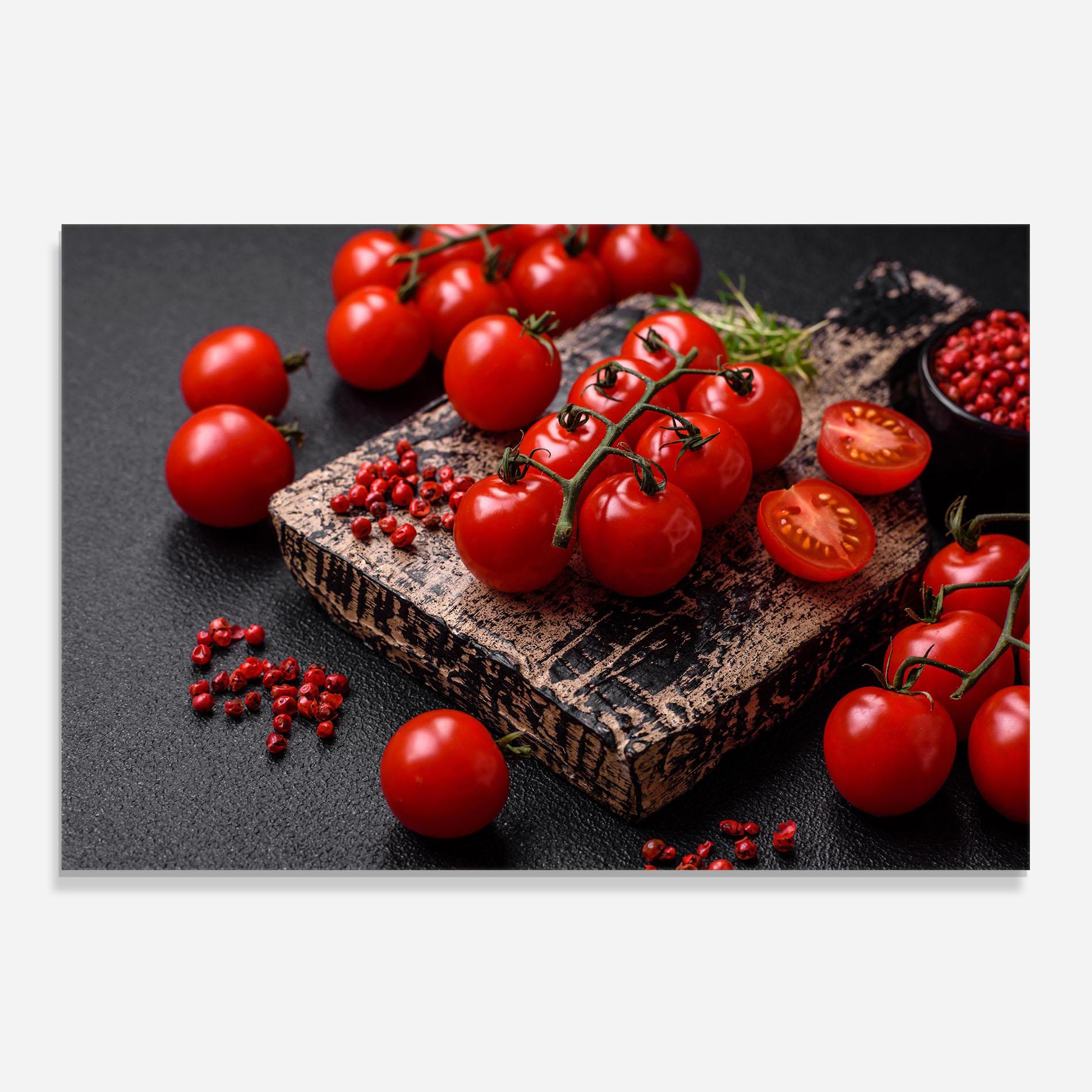 Стъклен панел за кухня Fresh Cherry Tomatoes mockup 0