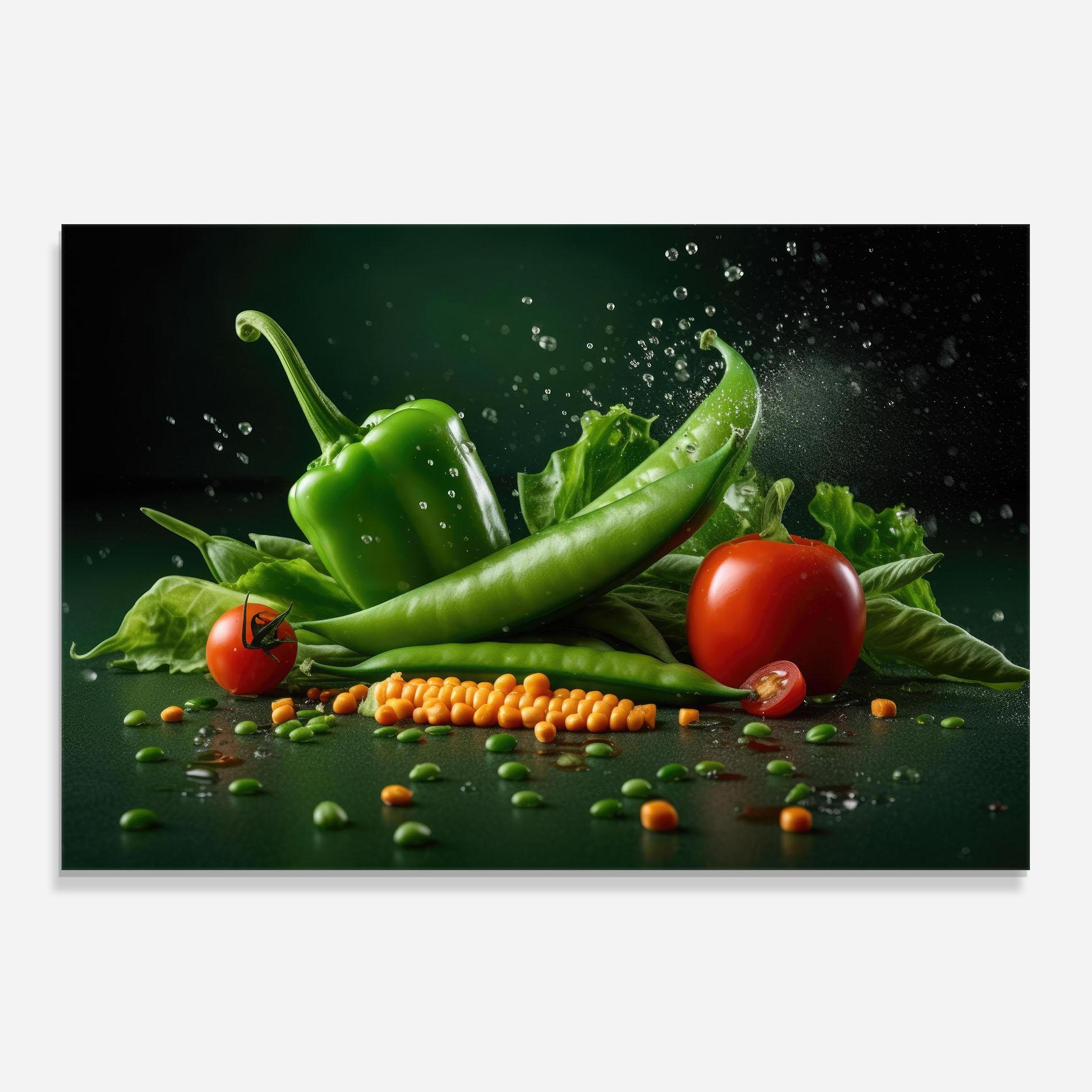 Стъклен панел за кухня Fresh Vegetables mockup 0