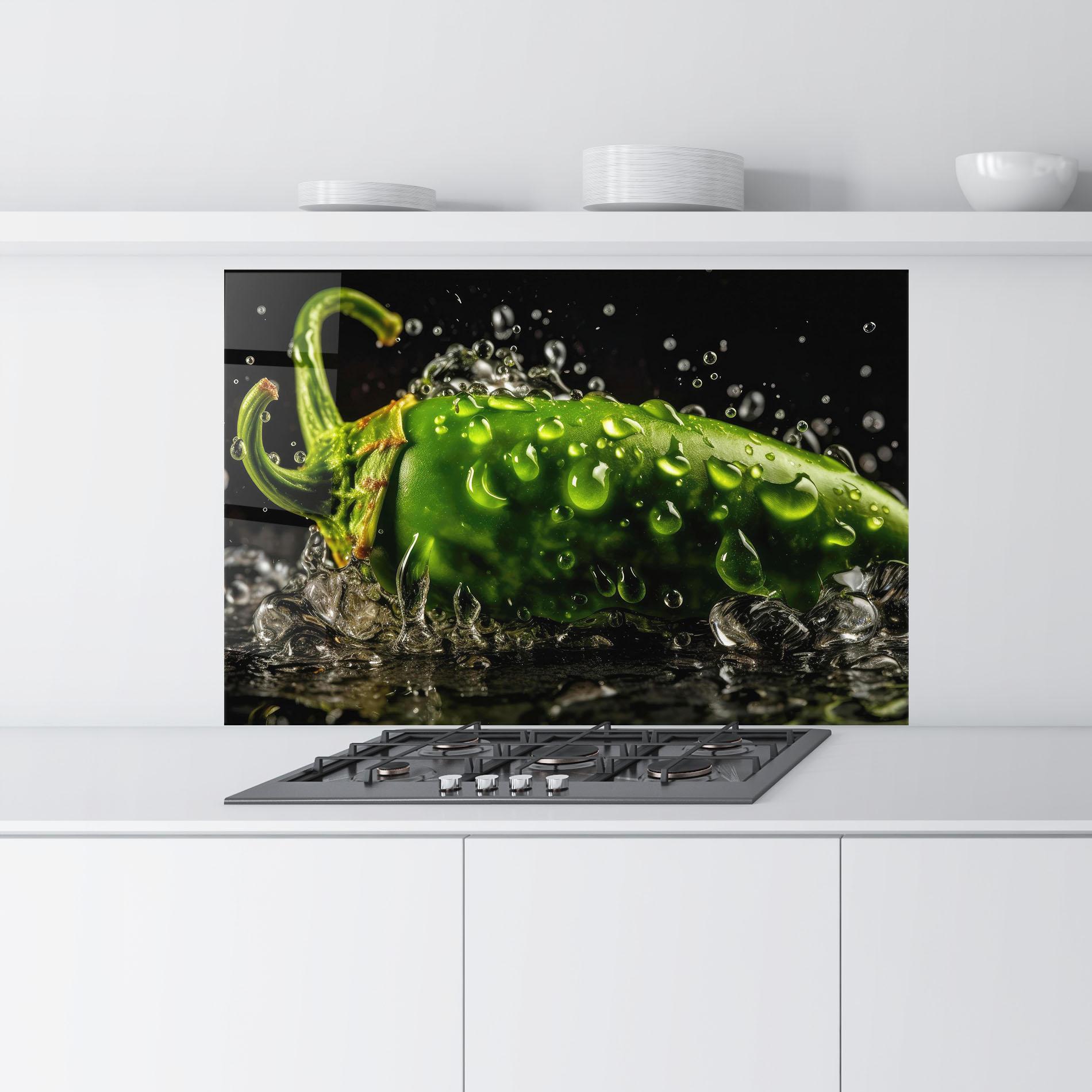 Стъклен панел за кухня Chili Splash mockup 9