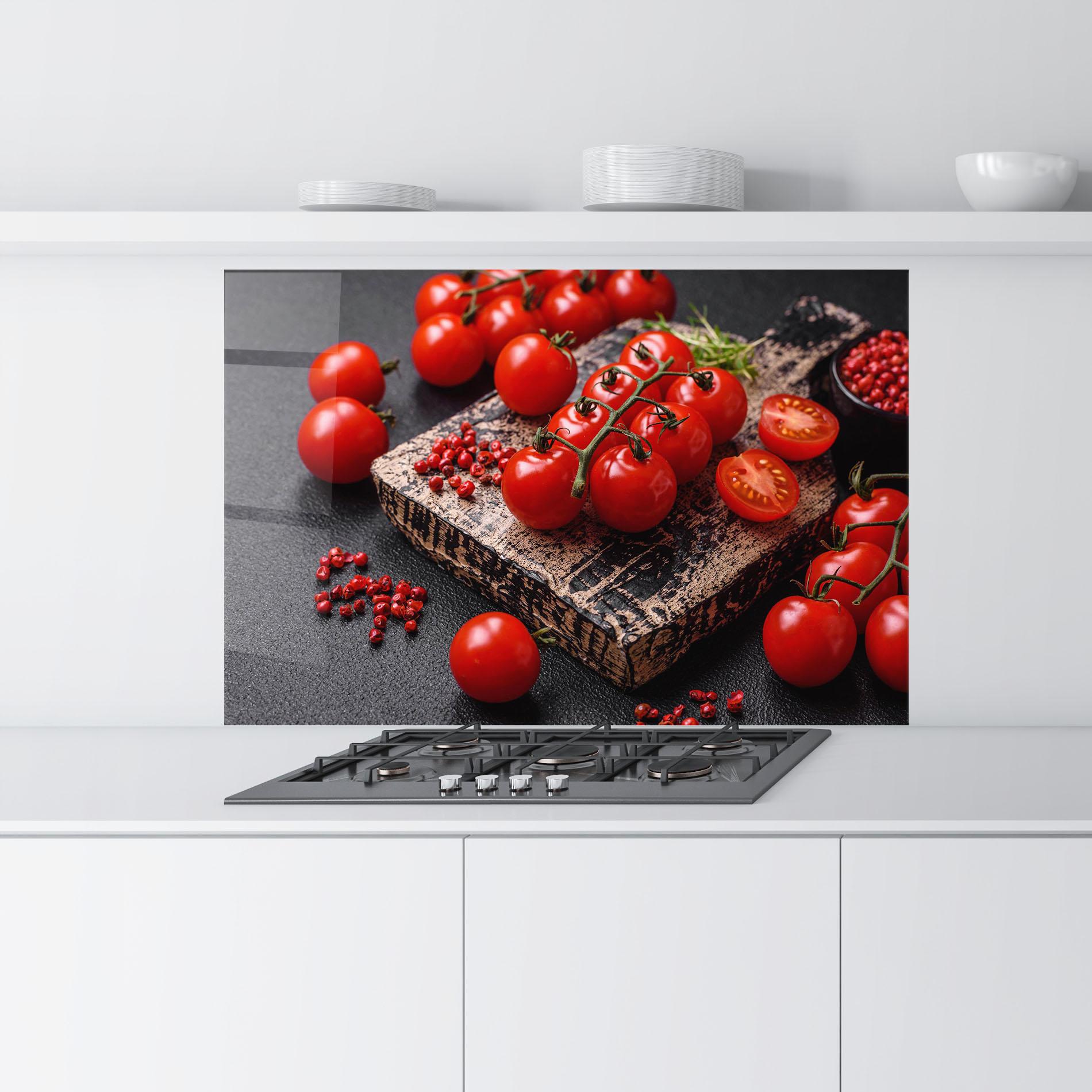 Стъклен панел за кухня Fresh Cherry Tomatoes mockup 9
