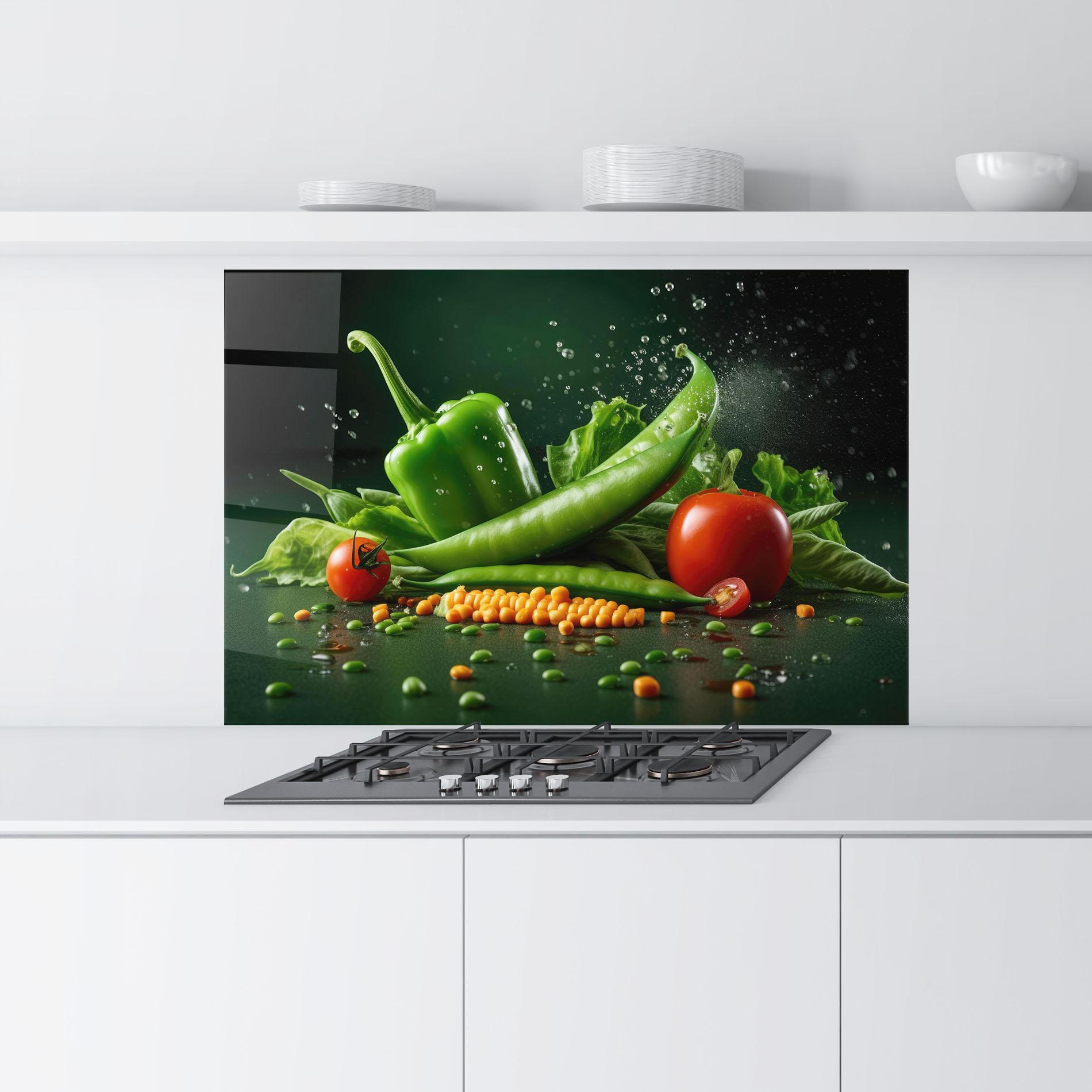 Стъклен панел за кухня Fresh Vegetables mockup 9