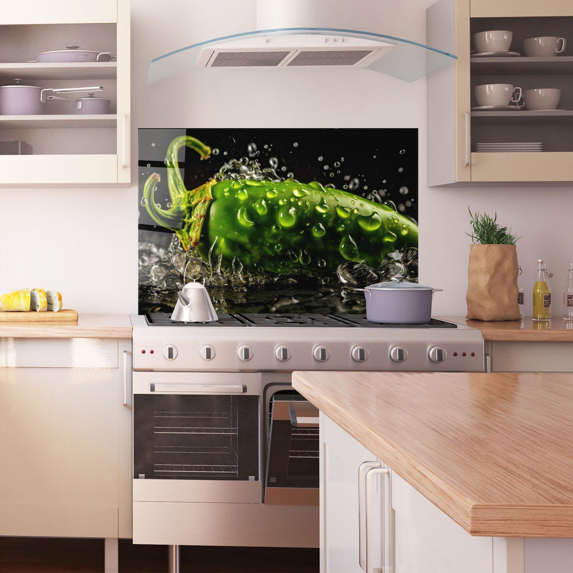 Стъклен панел за кухня Chili Splash mockup 1