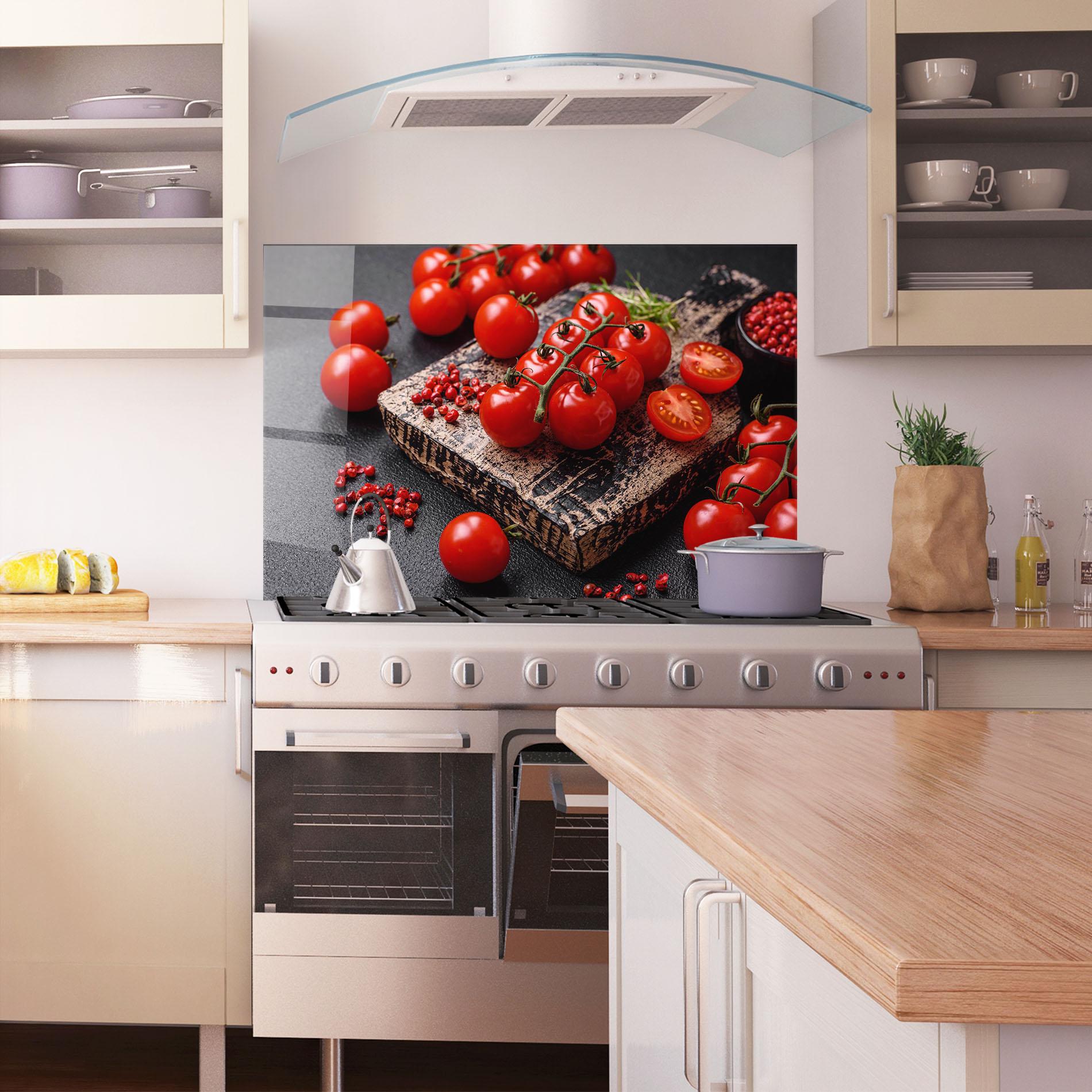 Стъклен панел за кухня Fresh Cherry Tomatoes mockup 1