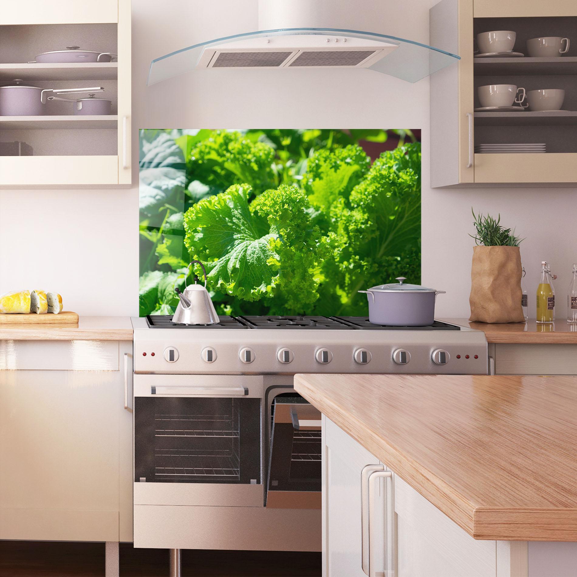 Стъклен панел за кухня Preetty Green Lettuce mockup 1