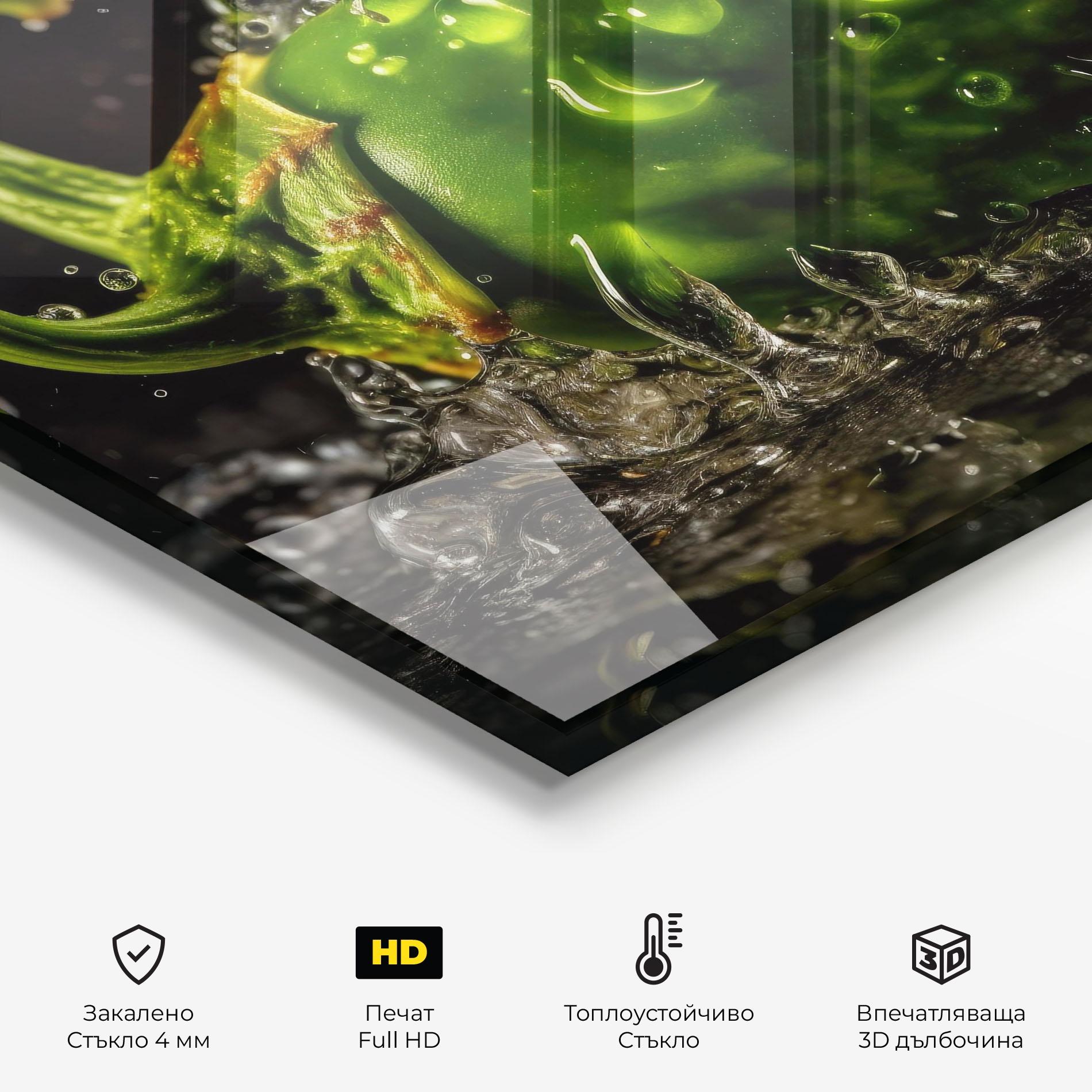 Стъклен панел за кухня Chili Splash mockup 2