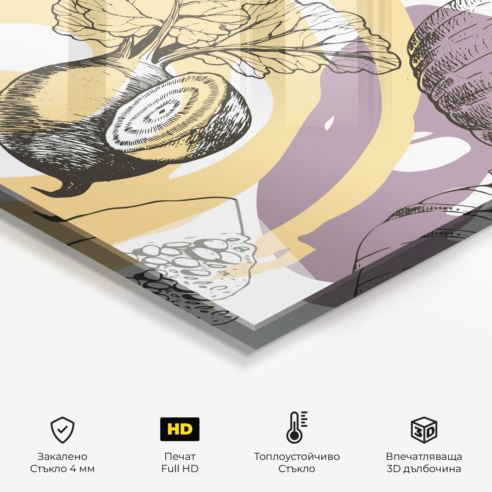 Стъклен панел за кухня Cream Vegetables Art mockup 2