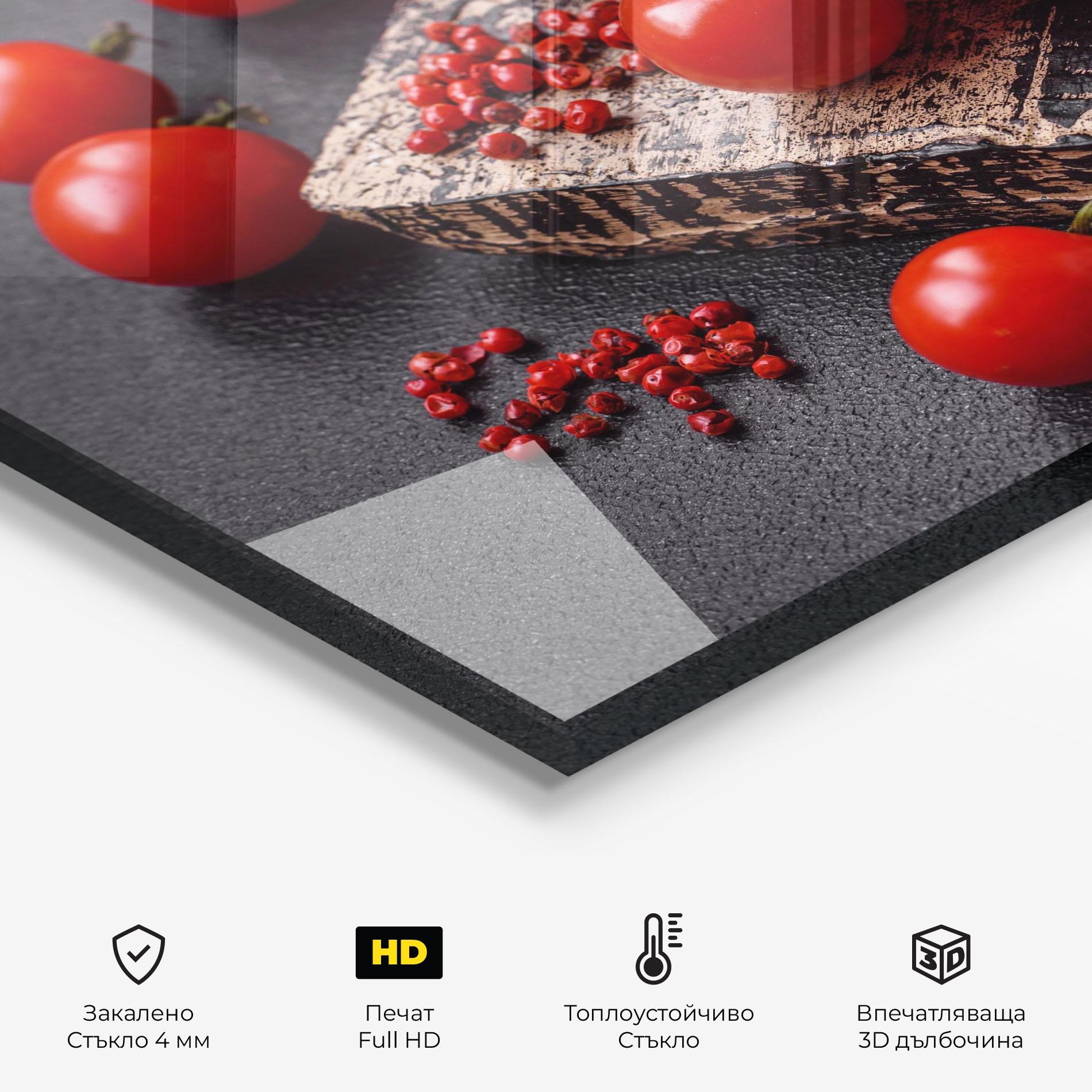 Стъклен панел за кухня Fresh Cherry Tomatoes mockup 2