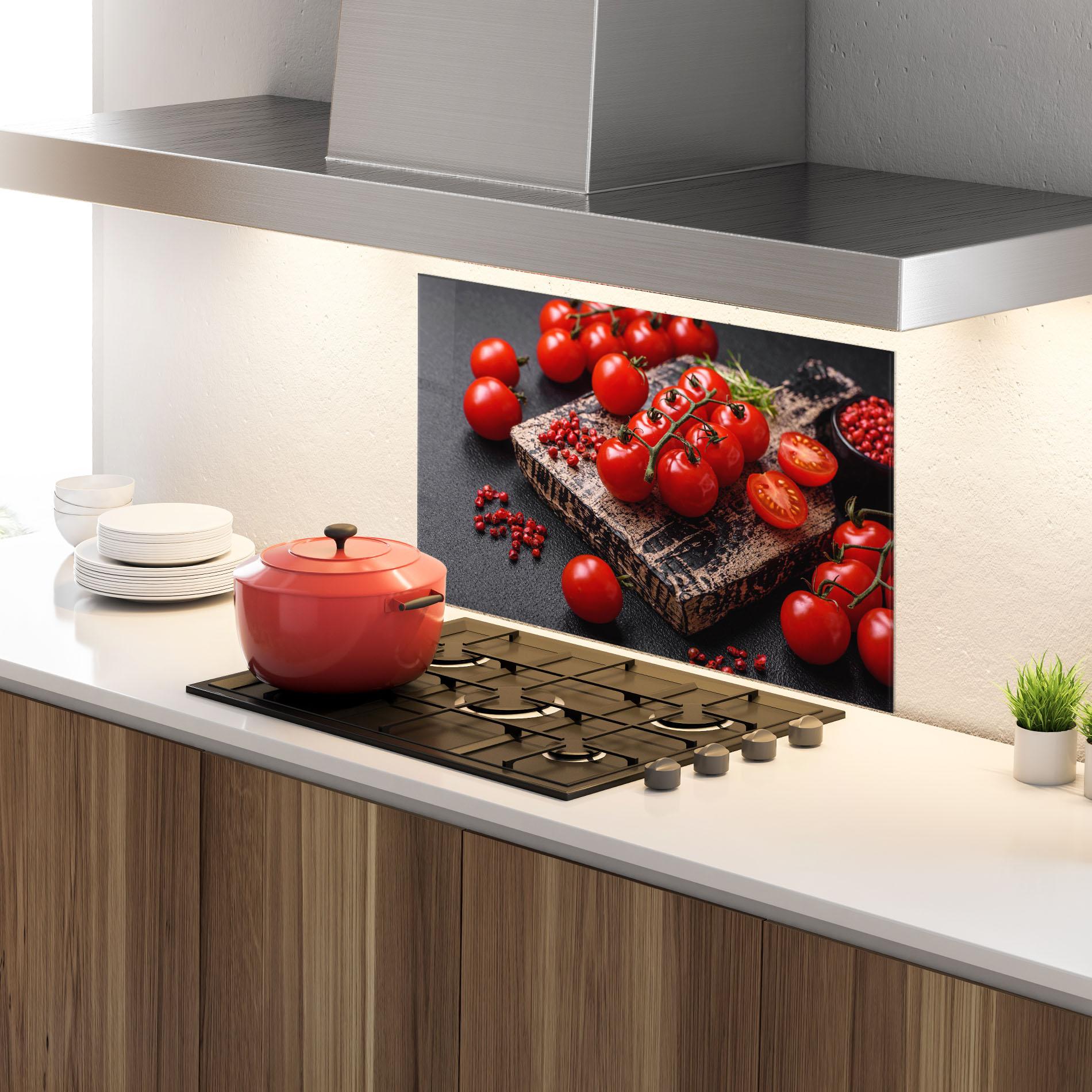 Стъклен панел за кухня Fresh Cherry Tomatoes mockup 4