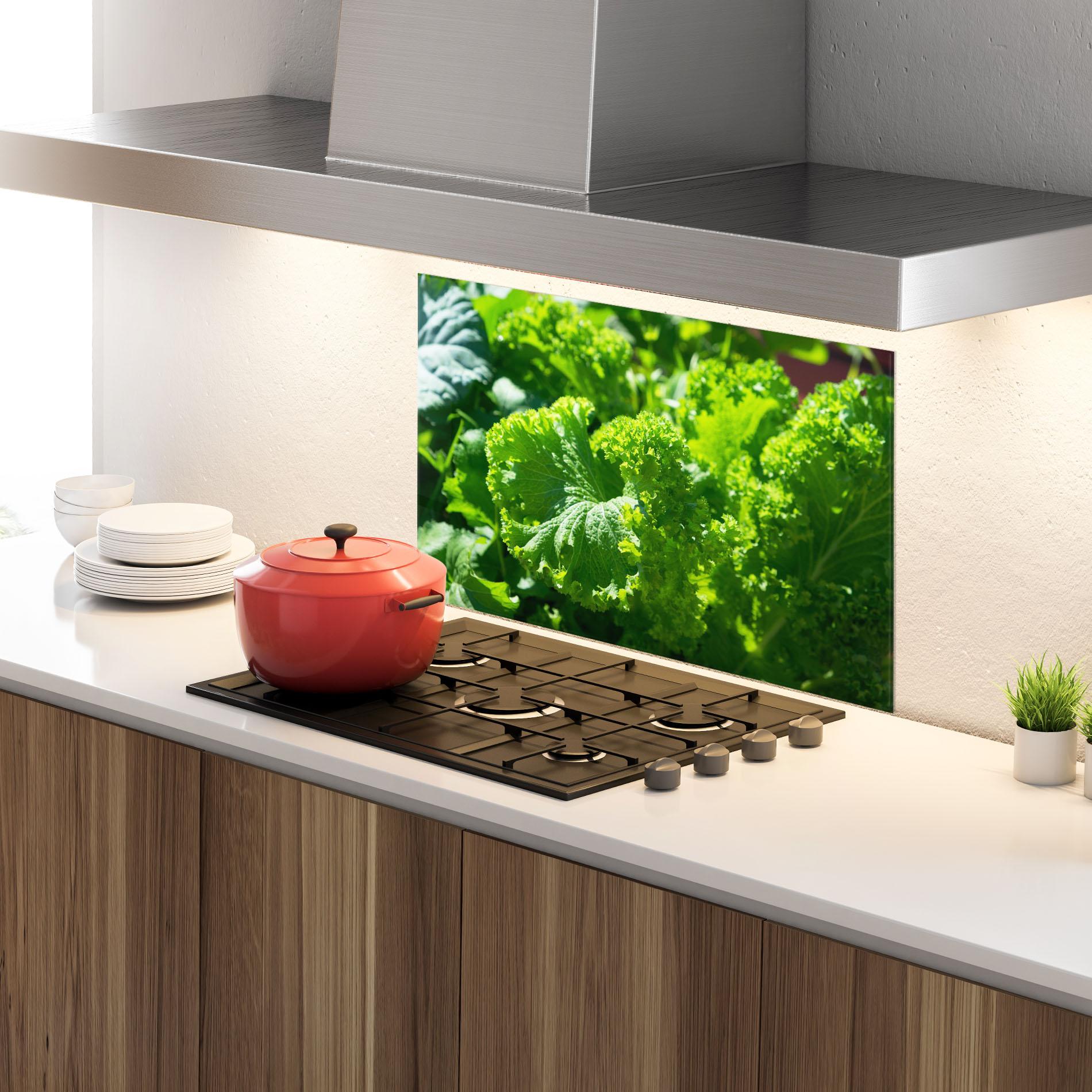 Стъклен панел за кухня Preetty Green Lettuce mockup 4