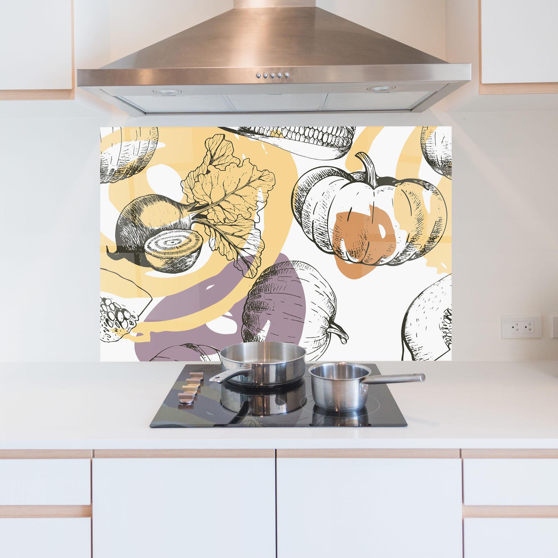 Стъклен панел за кухня Cream Vegetables Art mockup 5