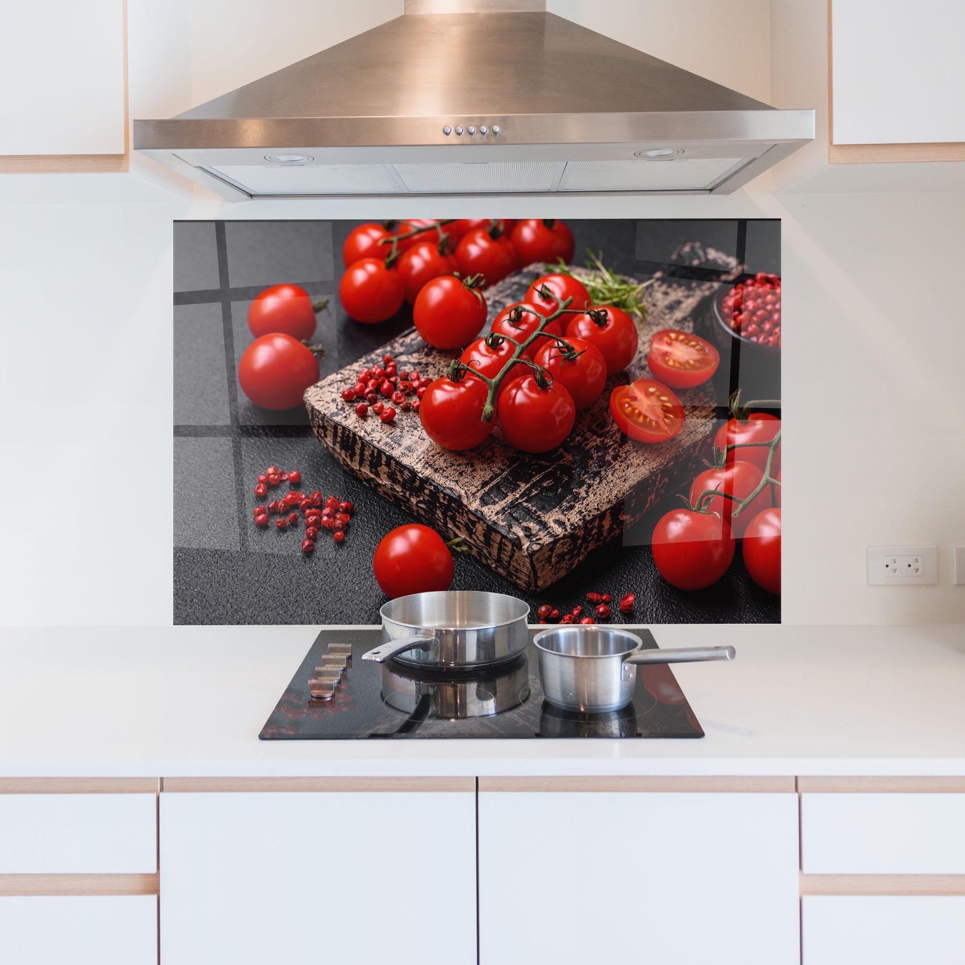 Стъклен панел за кухня Fresh Cherry Tomatoes mockup 5