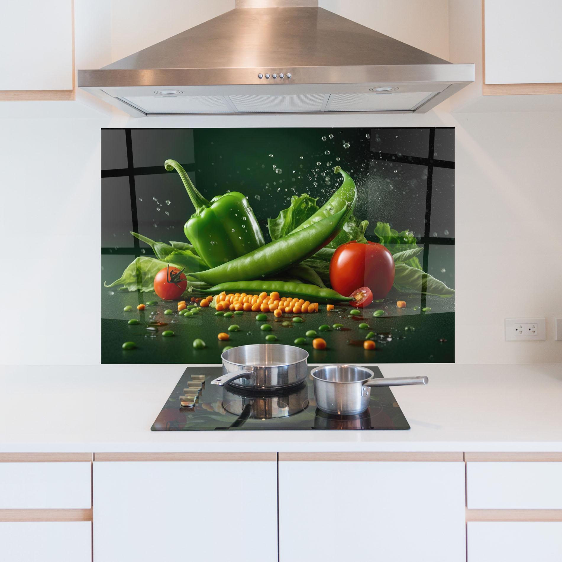 Стъклен панел за кухня Fresh Vegetables mockup 5