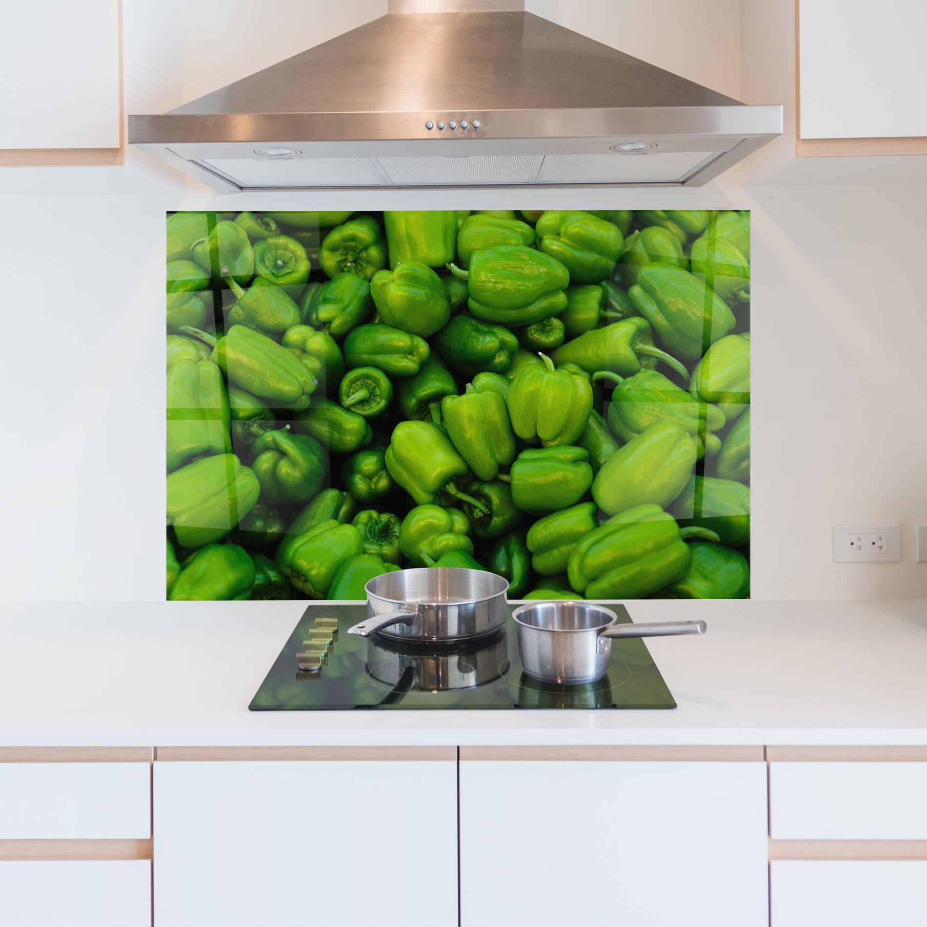 Стъклен панел за кухня Green Bellpepper mockup 5