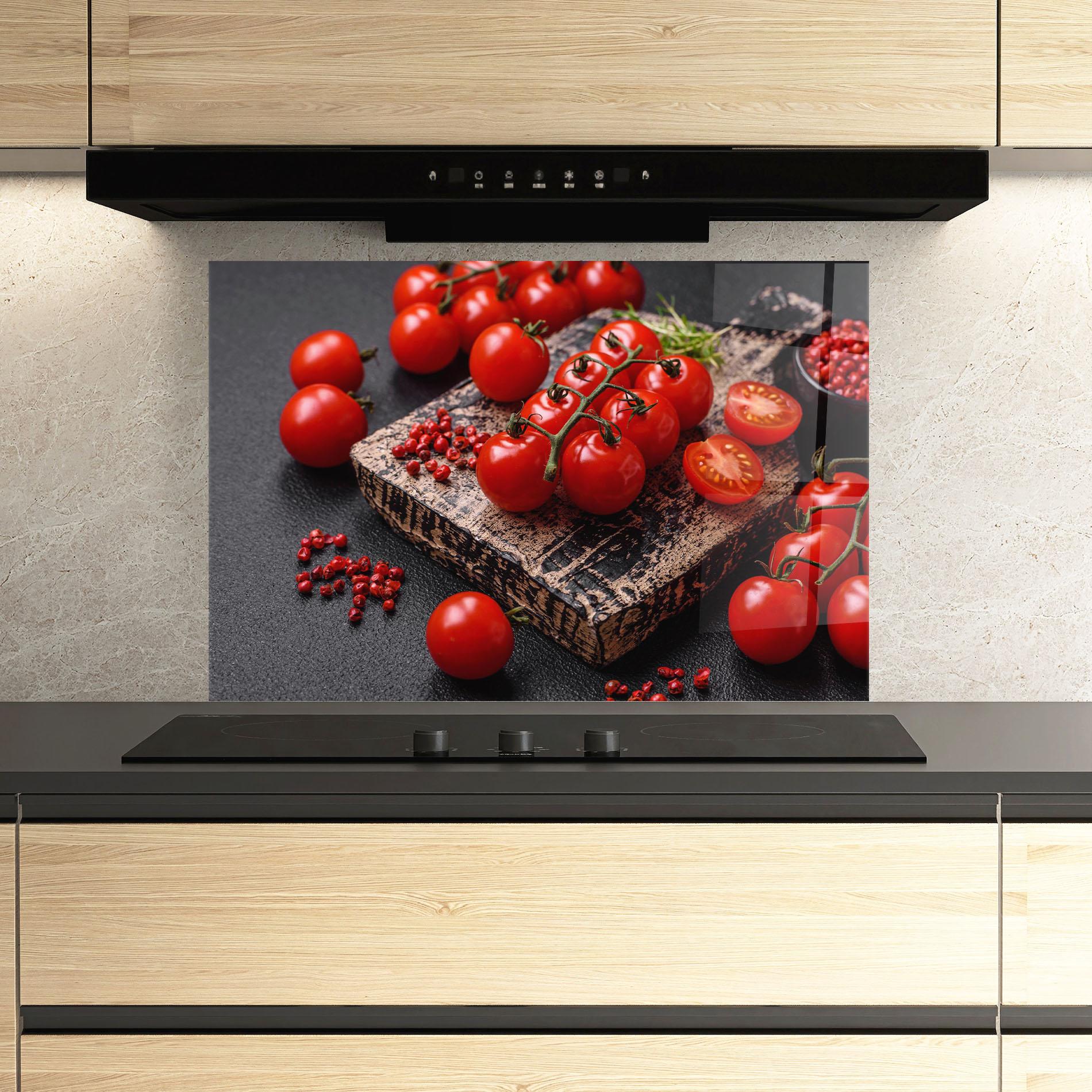 Стъклен панел за кухня Fresh Cherry Tomatoes mockup 3