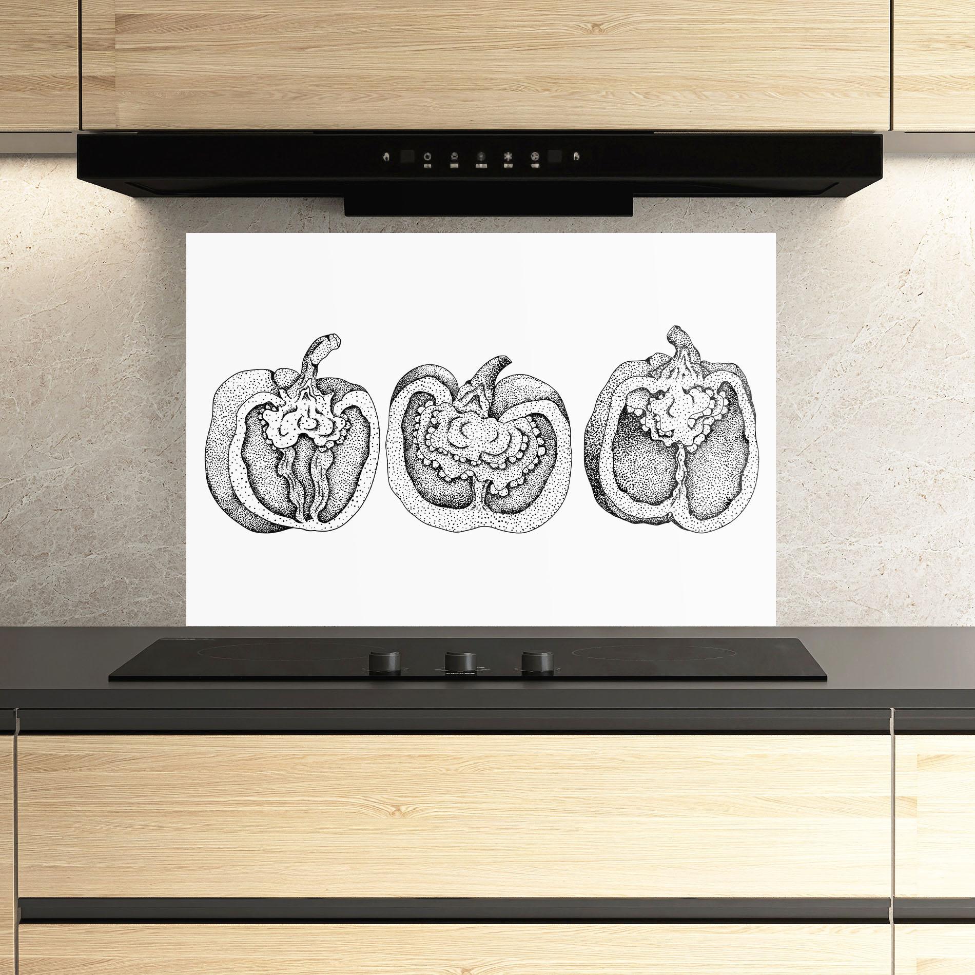 Стъклен панел за кухня Pepper Black Art mockup 3