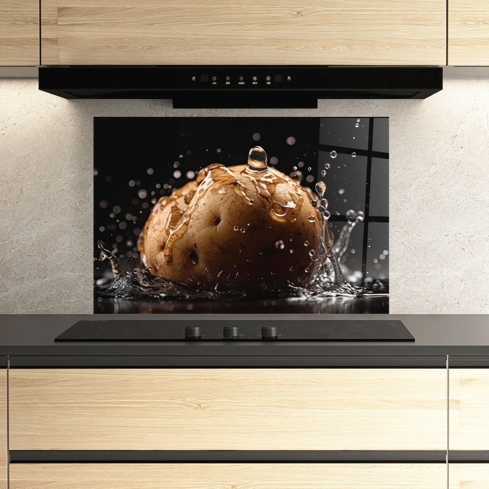 Стъклен панел за кухня Potato Splash mockup 3
