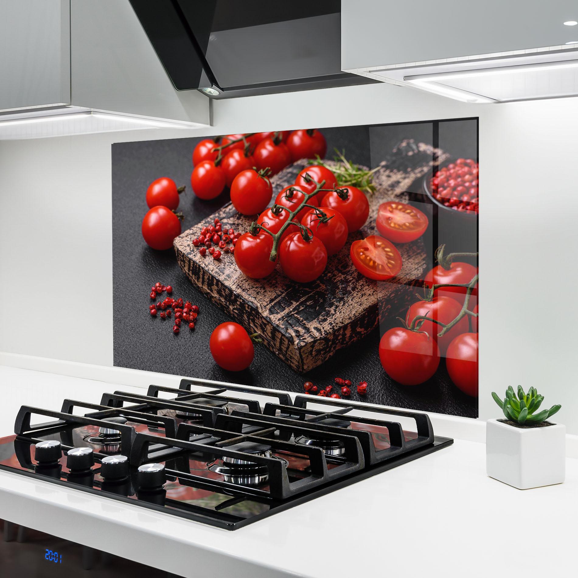 Стъклен панел за кухня Fresh Cherry Tomatoes mockup 6