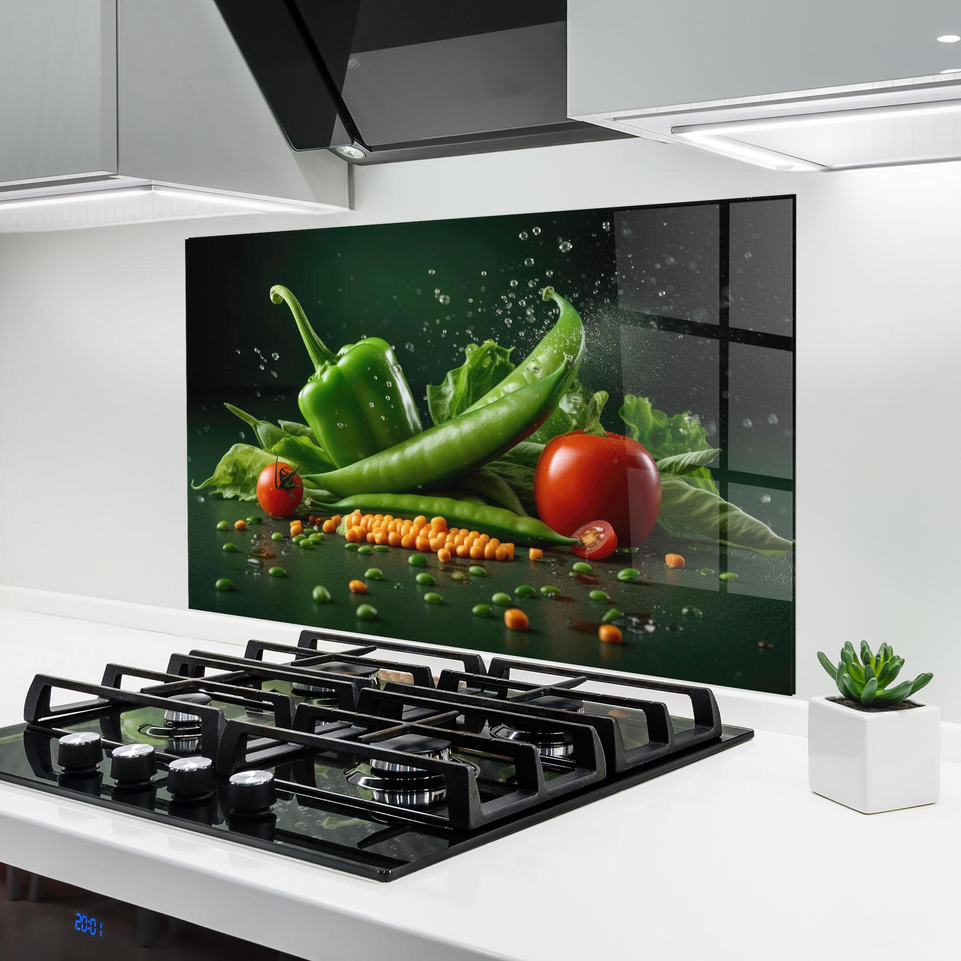 Стъклен панел за кухня Fresh Vegetables mockup 6